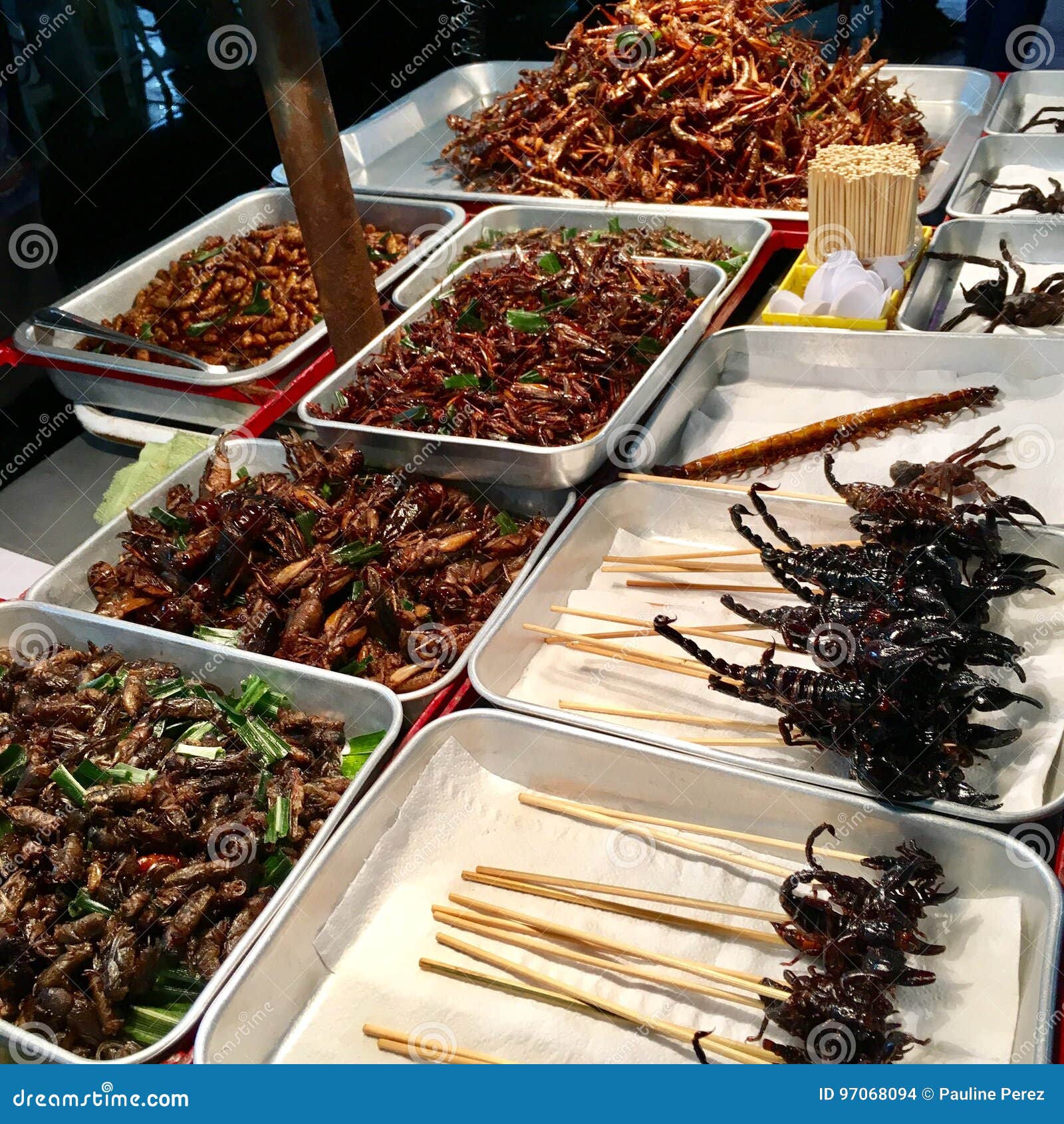 Bangkok exotic food stock photo. Image of food, worms 97068094