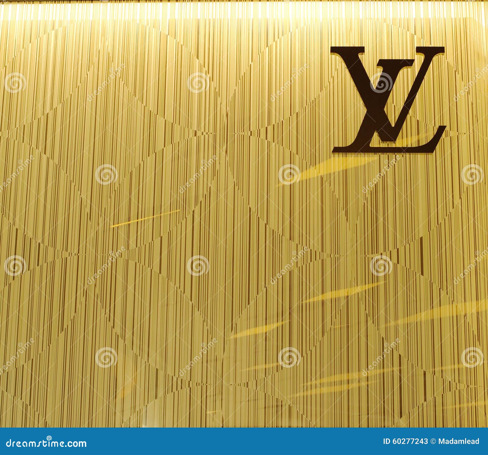 BANGKOK - JUNE 28, 2015: Louis Vuitton Symbol on Monogram Wall
