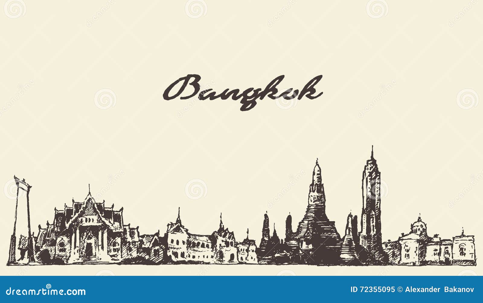 Skyline Of Thailand  Vector Hand Drawn Sketch Vector 