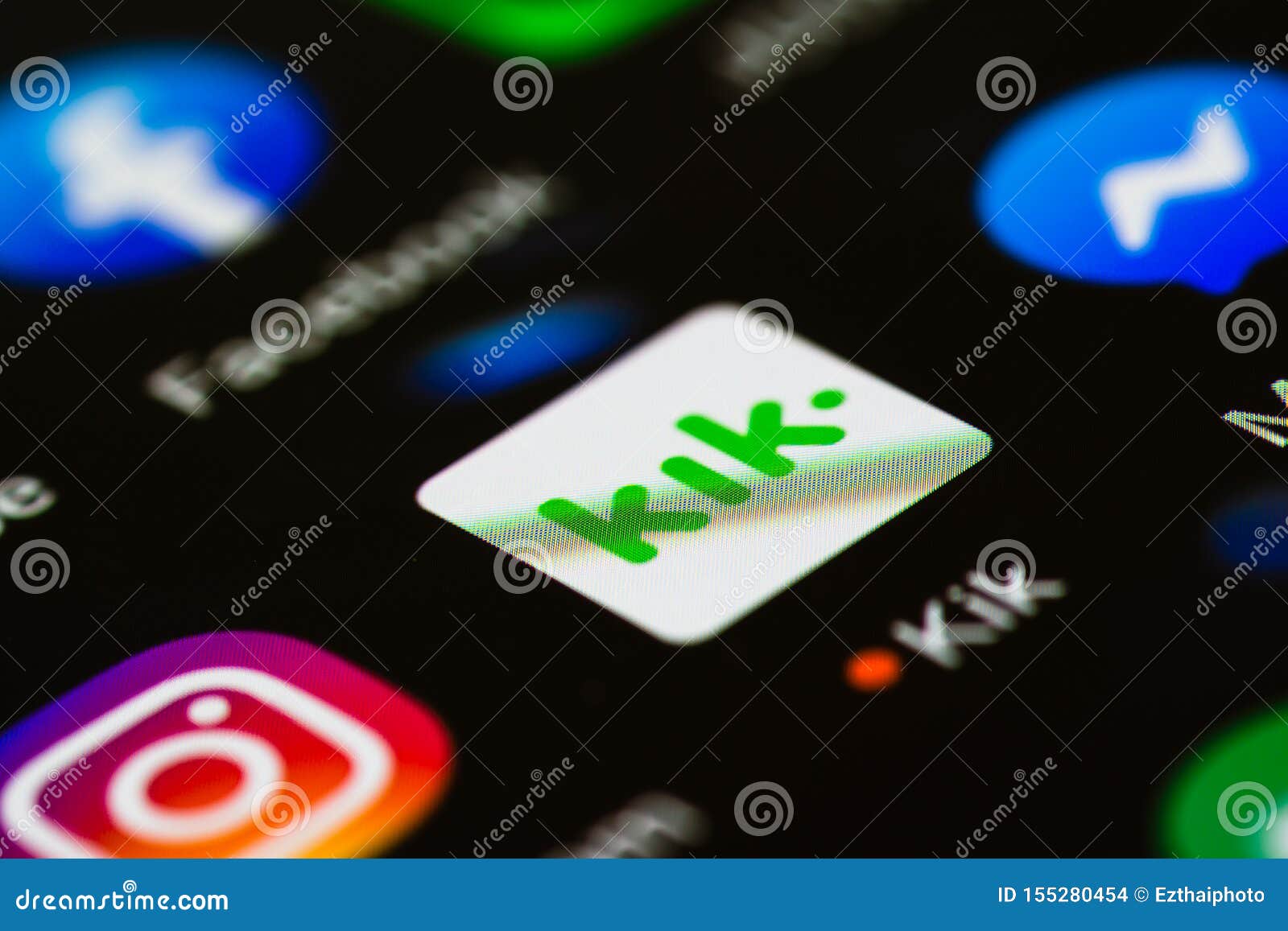 Bangkok, Thailand, August 7, 2019 Kik Messenger Application Icon on