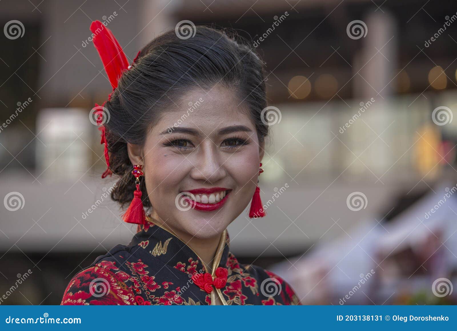 Beautiful Thai Girl Takes Part In A Beauty Contest During The Chinese New Year Celebration In