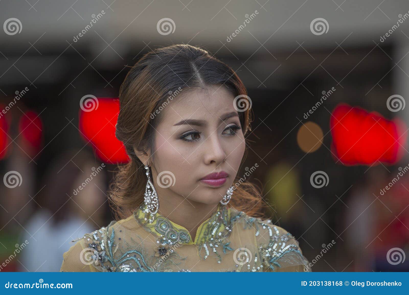 Beautiful Thai Girl Takes Part In A Beauty Contest During The Chinese New Year Celebration In