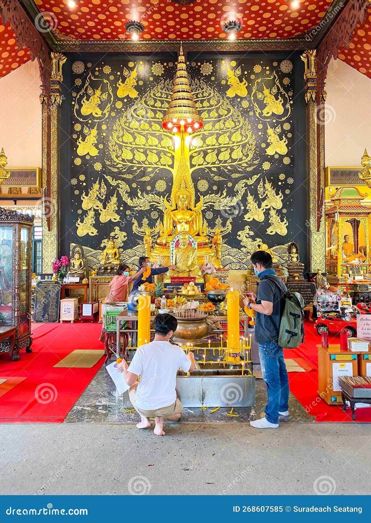 Many People Pray To Respect with Buddha Statue Editorial Image Image