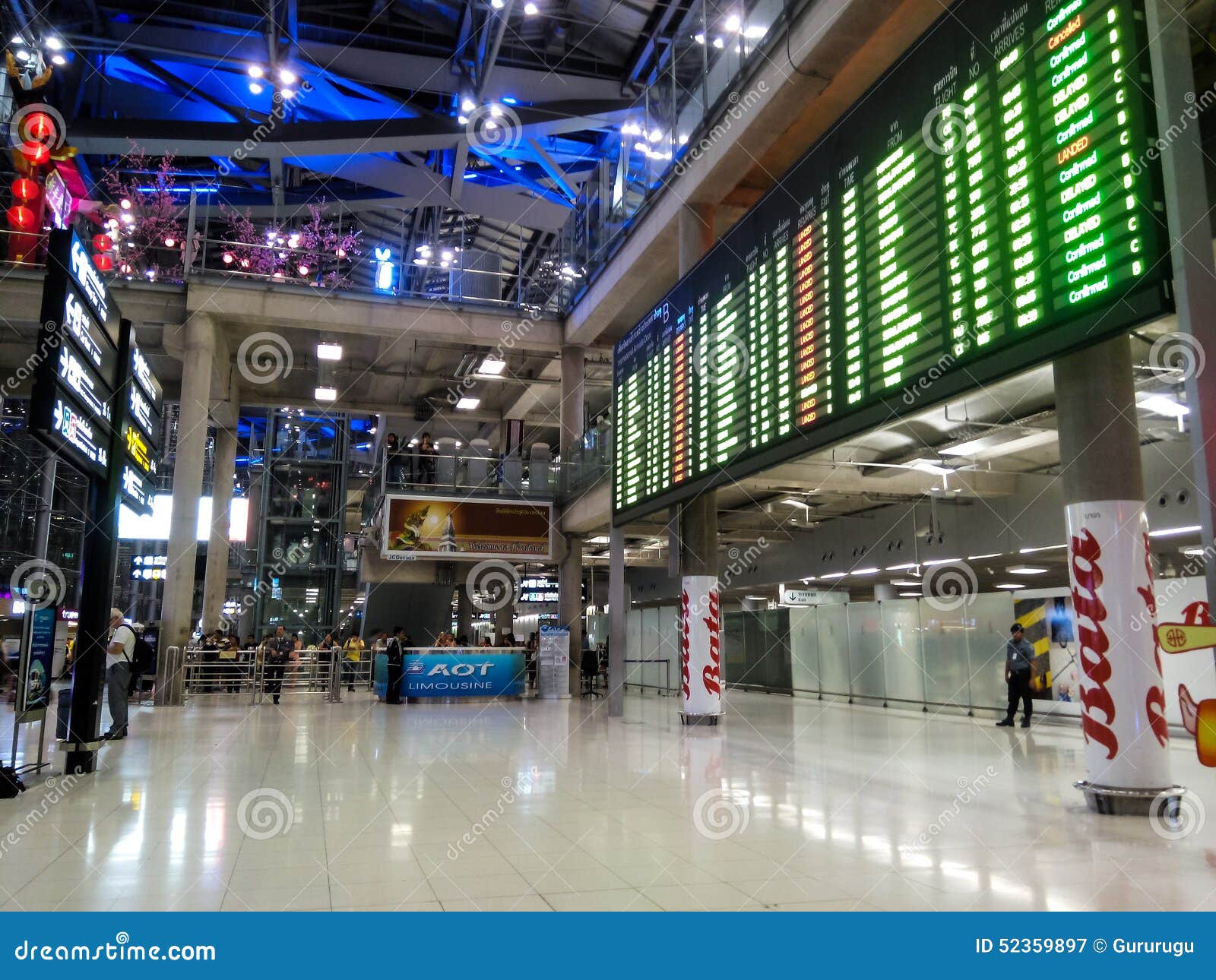 BANGKOK, THAILAND - FEBRUARY 20: Airport Arrival Board In