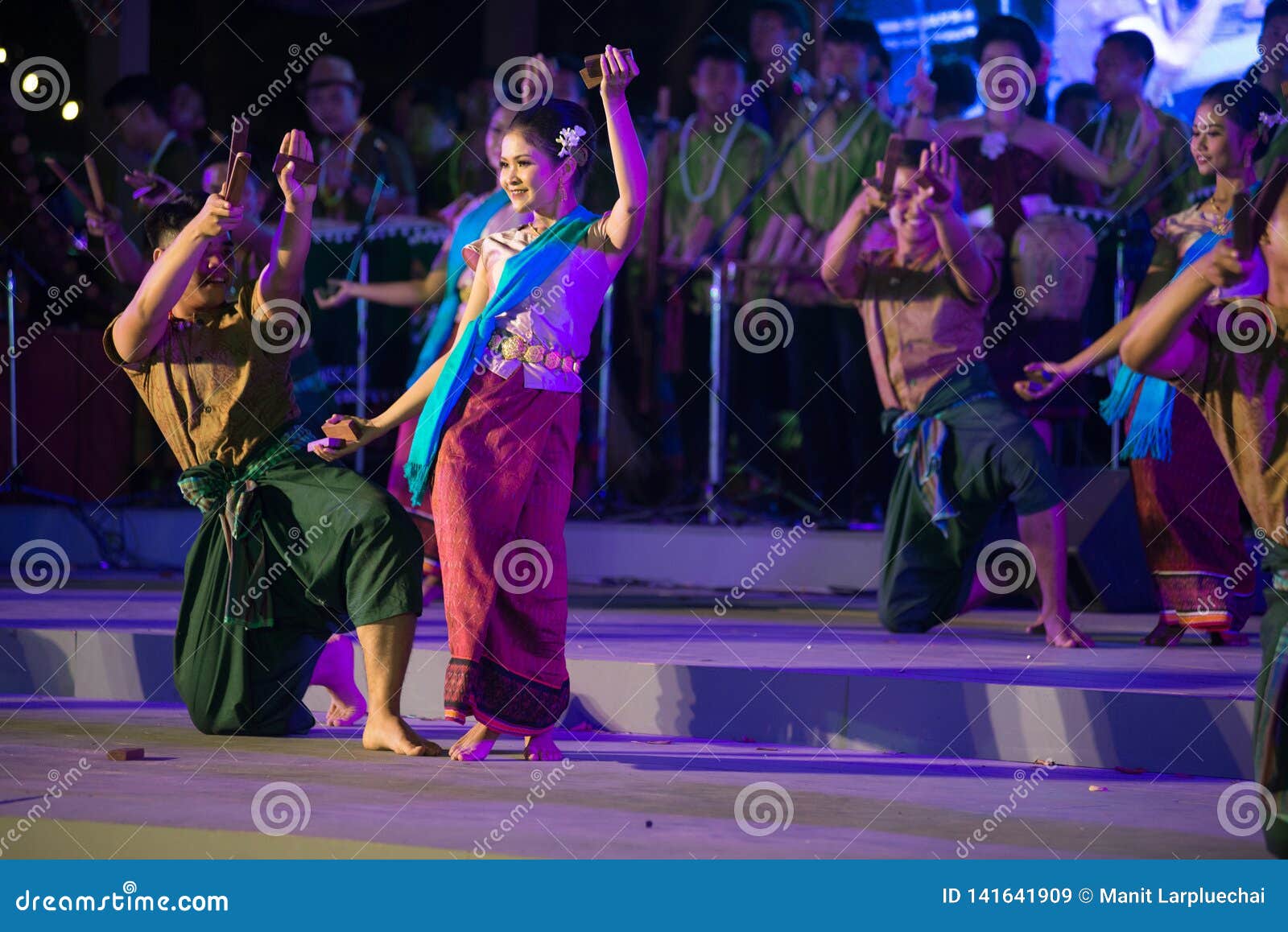 Outdoor Thai Dancer Is Northeastern Traditional Thai Dancing On ... Traditional Thai Dancing