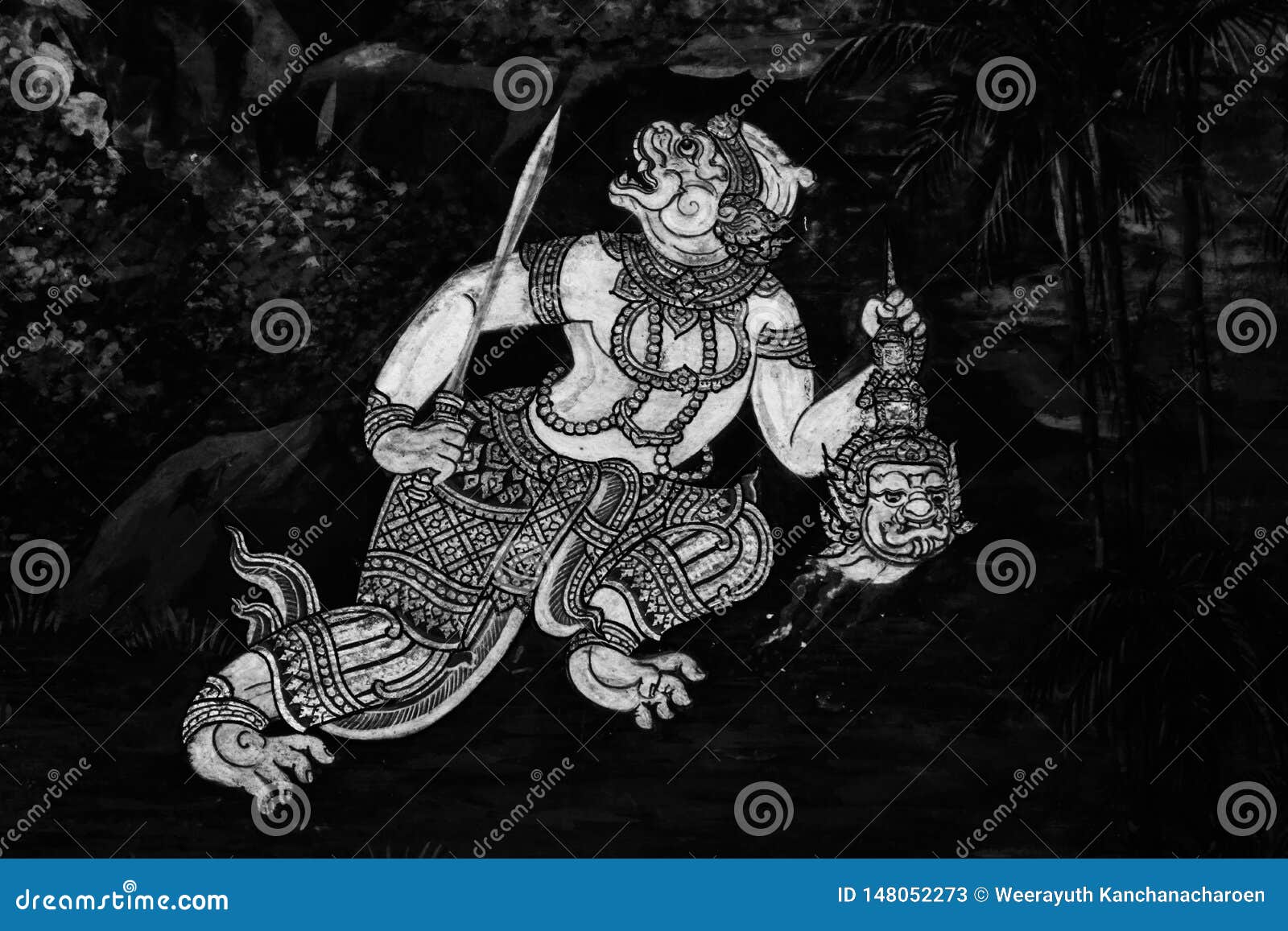 The Ramakian Ramayana Mural Paintings Are Black And White