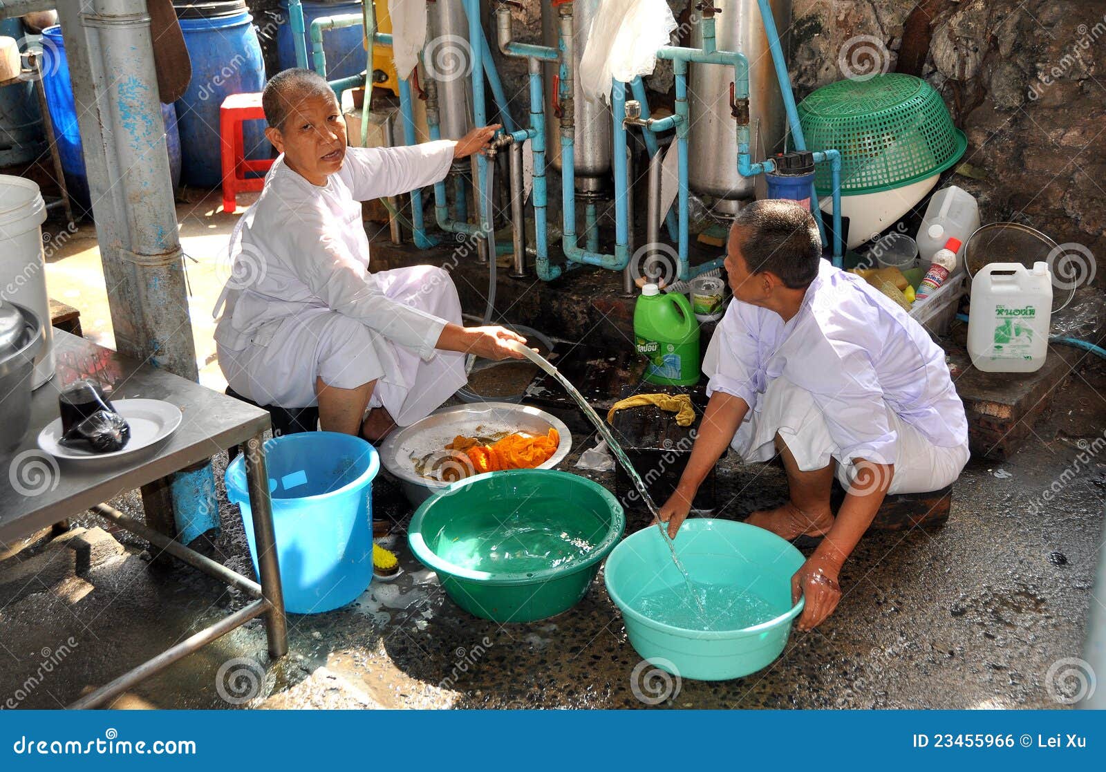 Bangkok, Thailand Monks Doing Laundry Editorial Photo Image of monks