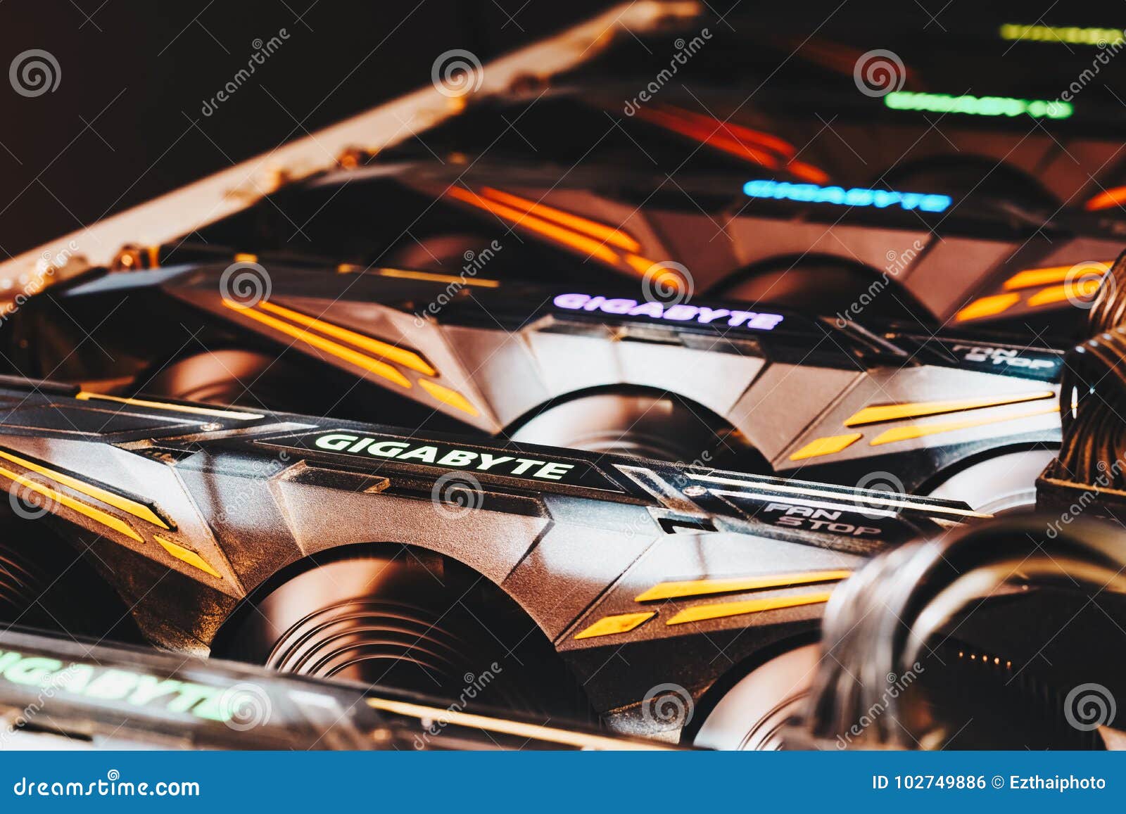 Bangkok, Thailand - October 27, 2017: Gigabyte GPU for Cryptocurrency Mining  Graphics Cards. Cryptocurrency Mining Rig Using Editorial Photo - Image of  board, currency: 102749886
