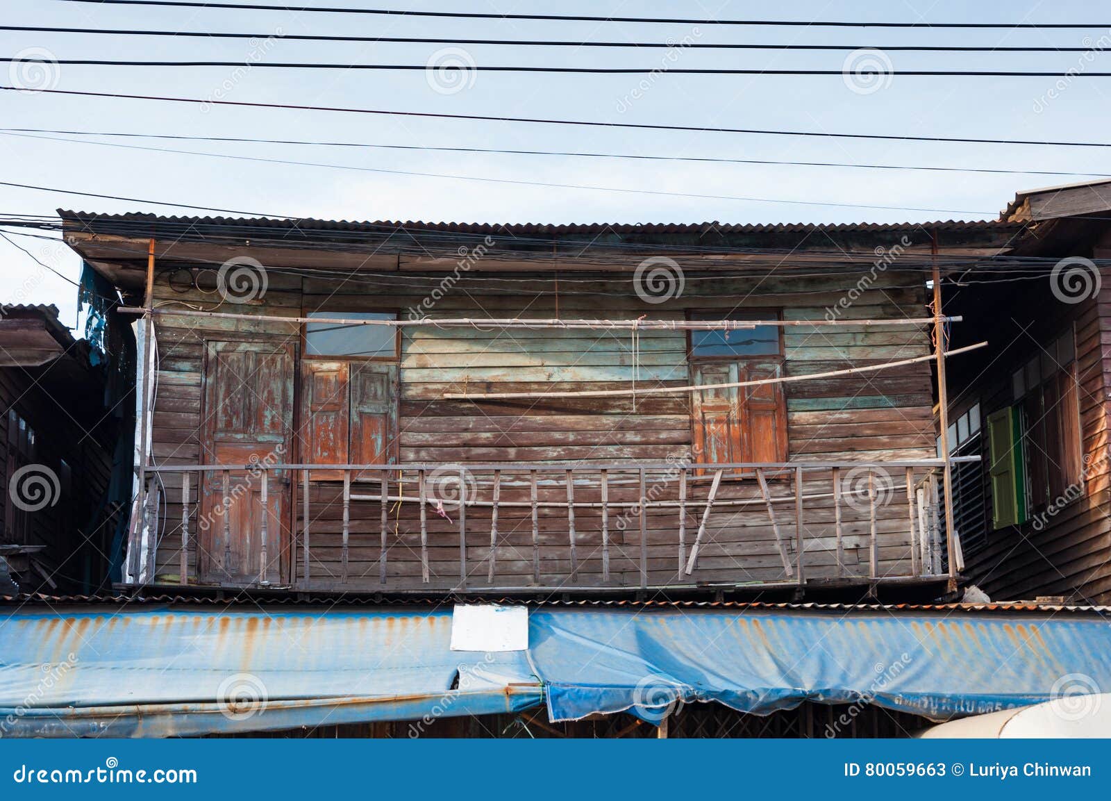 Bangkok Thailand September 15 Balcony Of Local Wood Building