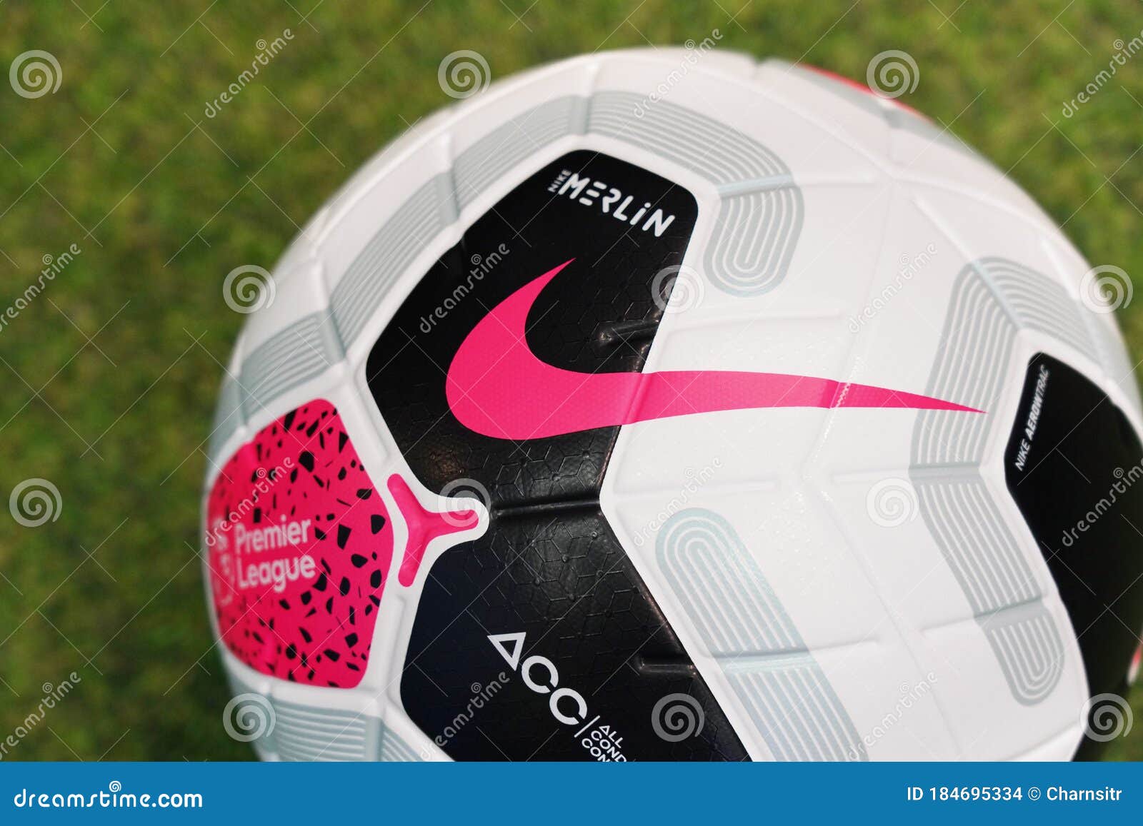 Close-Up on Nike Merlin the Ofiicial English Premier League Match on the Grass O Editorial Stock Image - Image of covid19, match: 184695334