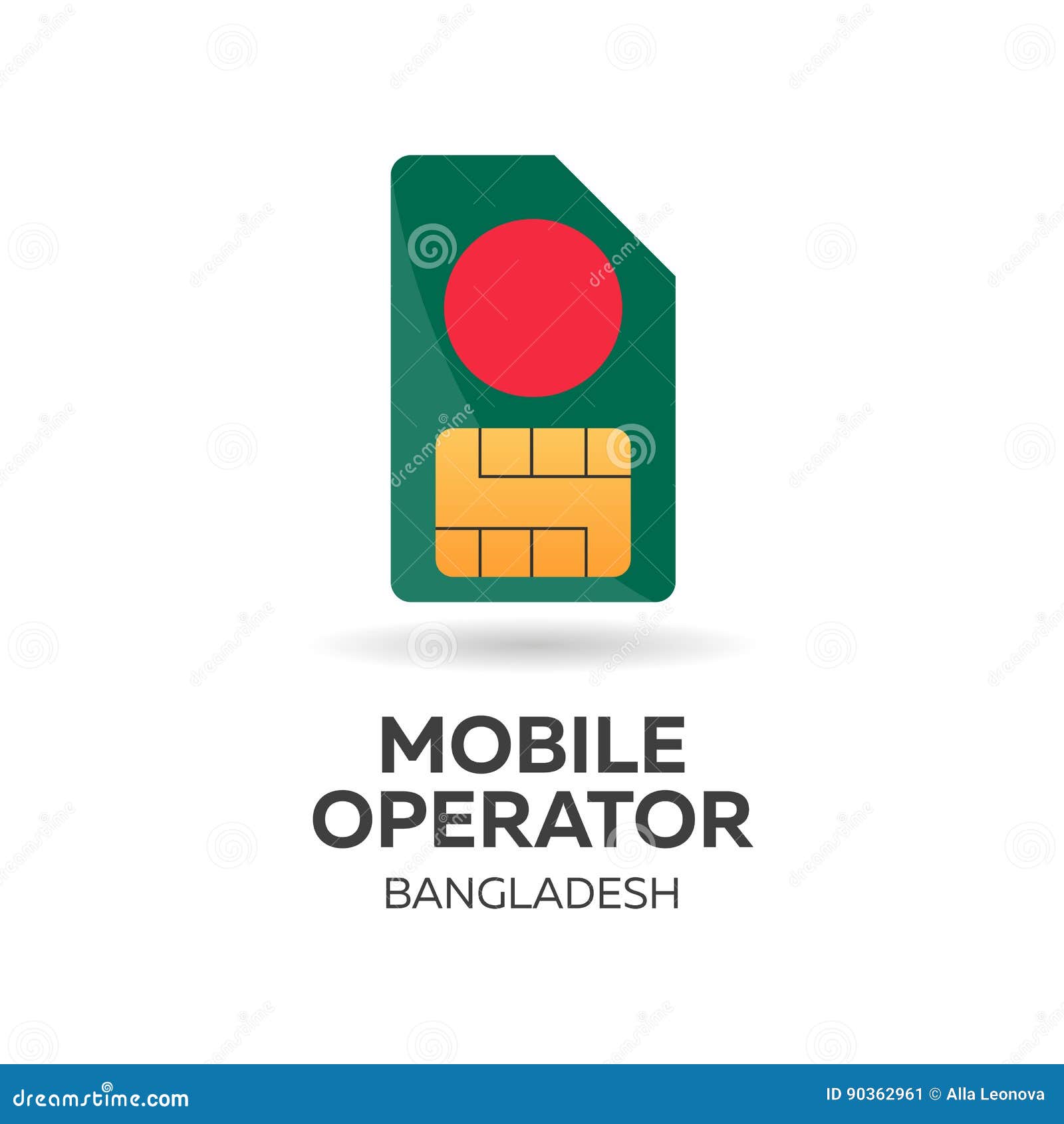 Bangladesh Mobile Operator. SIM Card With Flag. Vector Illustration