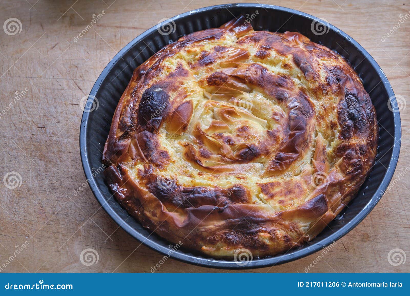 Banitsa, Typical Bulgarian Cheese Pie with Phyllo and Sirene Stock ...