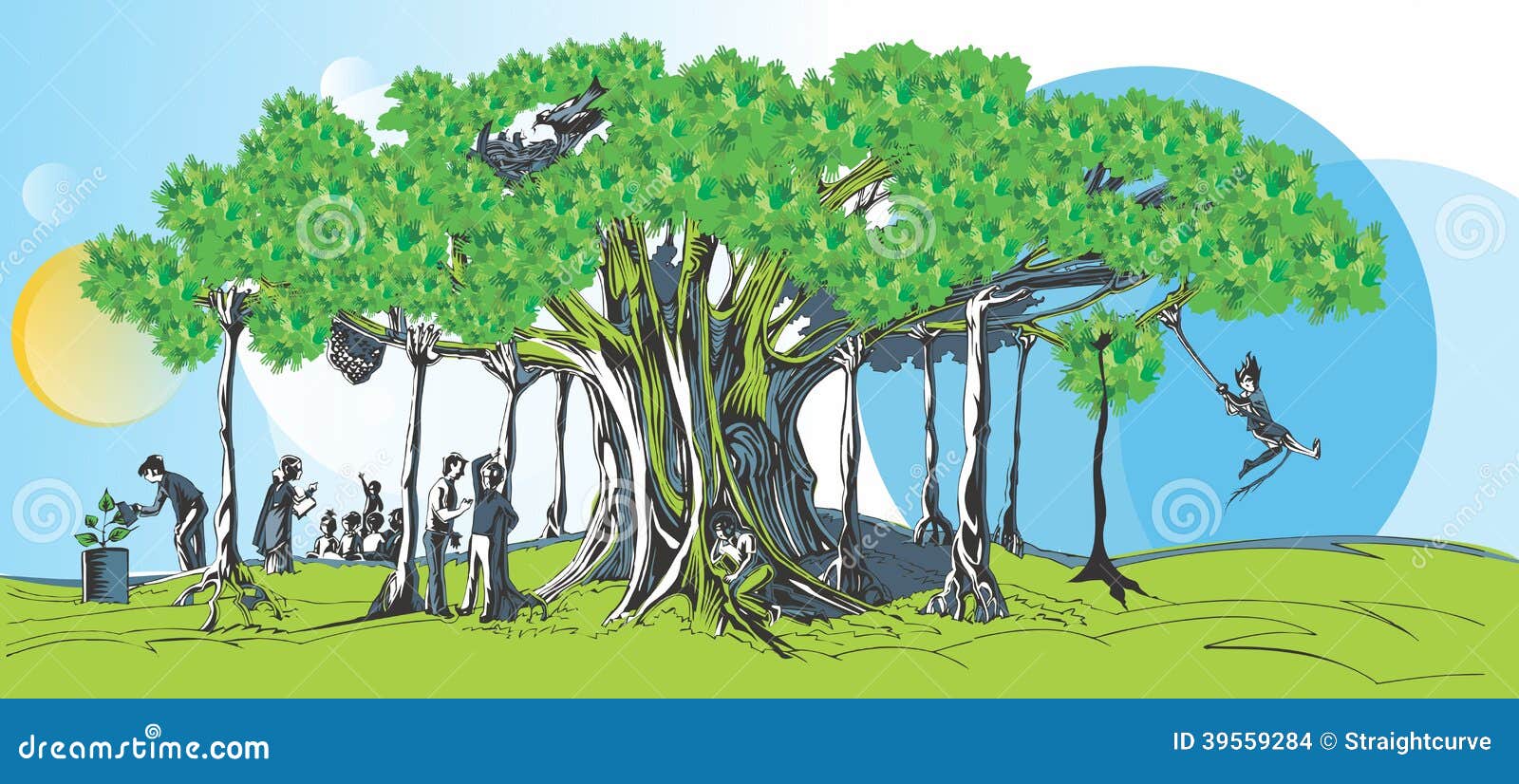 Baniyan Tree Illustration Illustration 39559284 - Megapixl