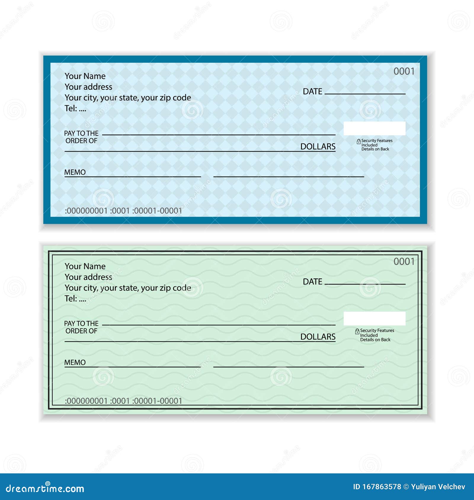 Bank check set stock vector. Illustration of shopping - 167863578