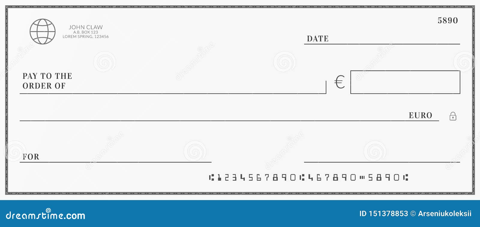 Bank check template. stock vector. Illustration of business Pertaining To Large Blank Cheque Template