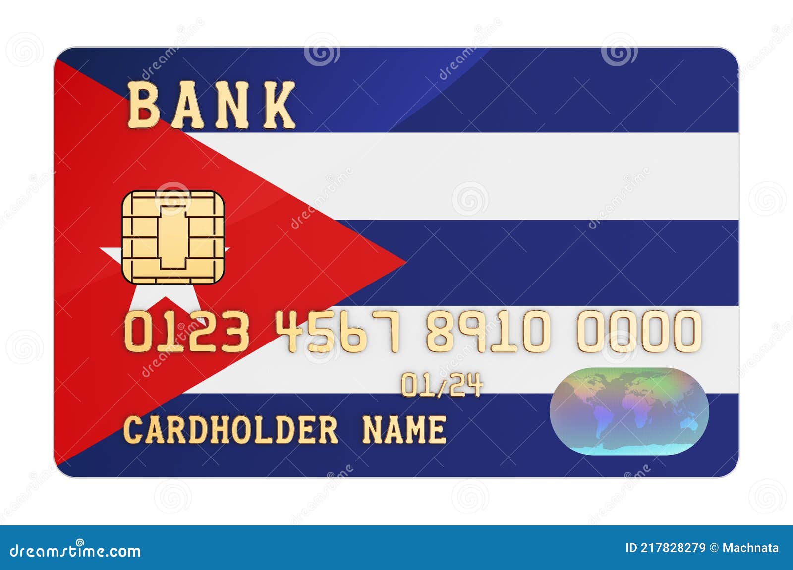 Bank Credit Card Featuring Cuban Flag. National Banking System in Cuba