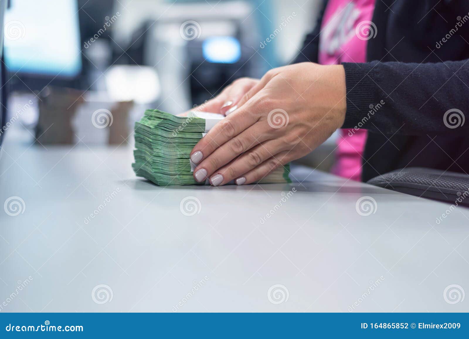 Bank Employees Sorting and Counting Money Inside Bank Vault. Large