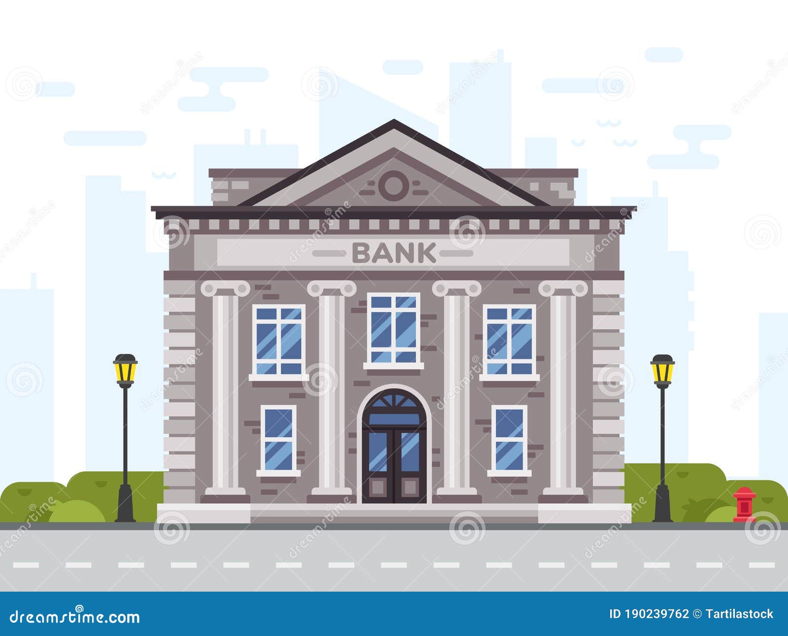 bank or government building, architecture with columns. classical public building facade or exterior
