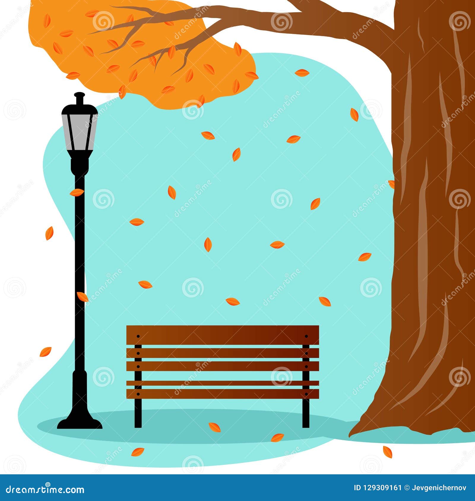 Bank im Park im Herbst vektor abbildung. Illustration von leuchten