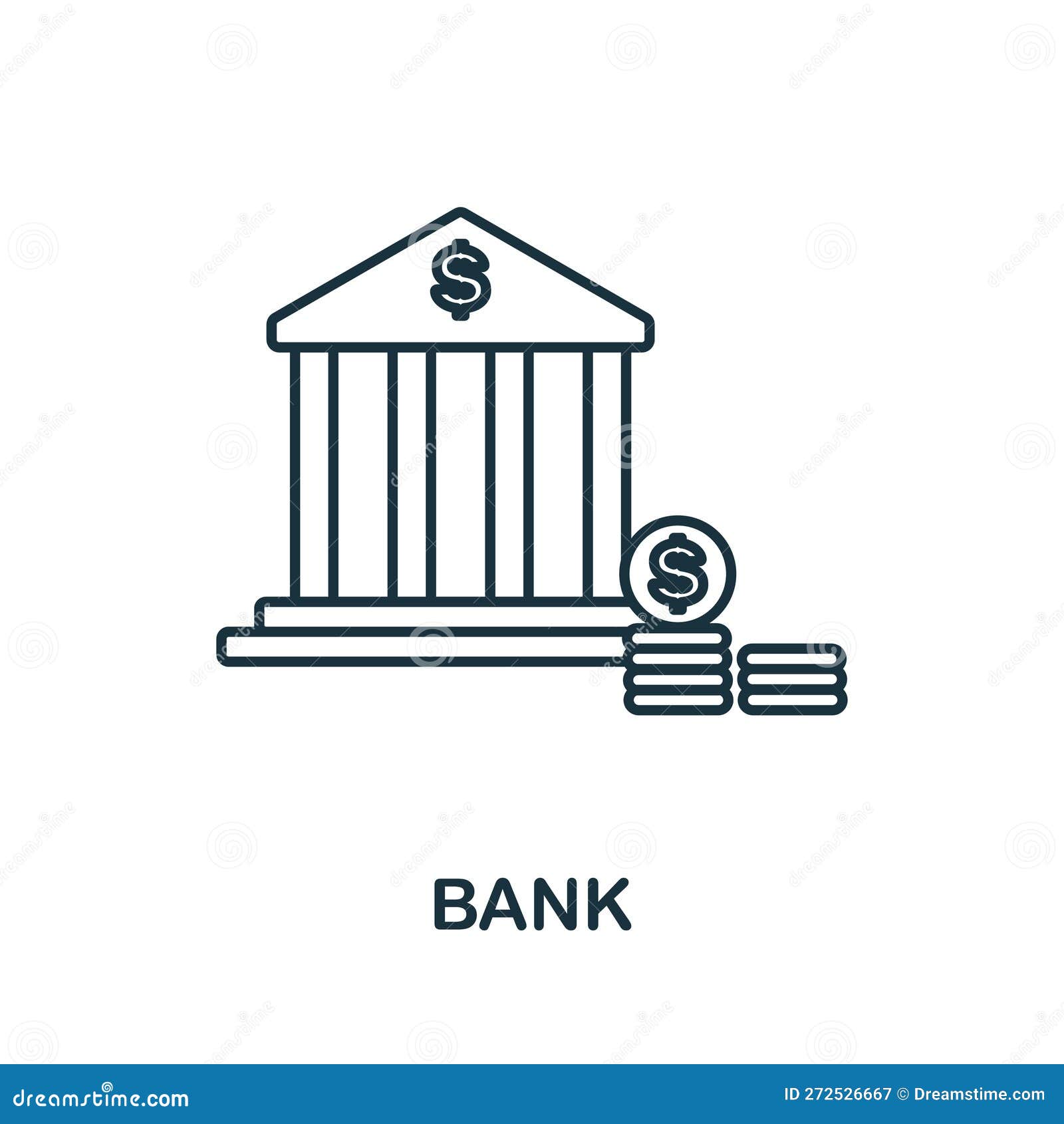 Bank Line Icon. Monochrome Simple Bank Outline Icon for Templates