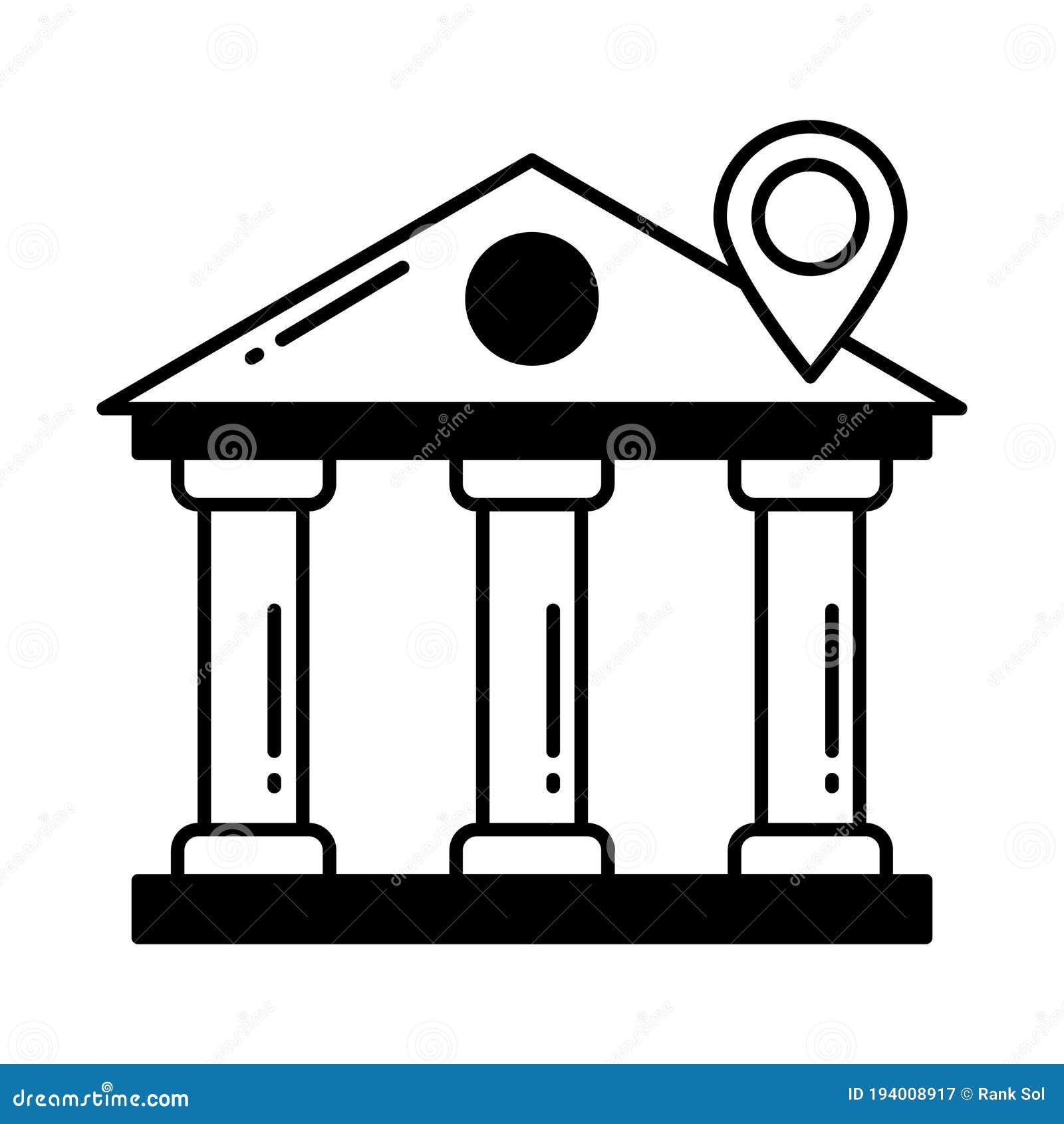 bank location half glyph style  icon which can easily modify or edit