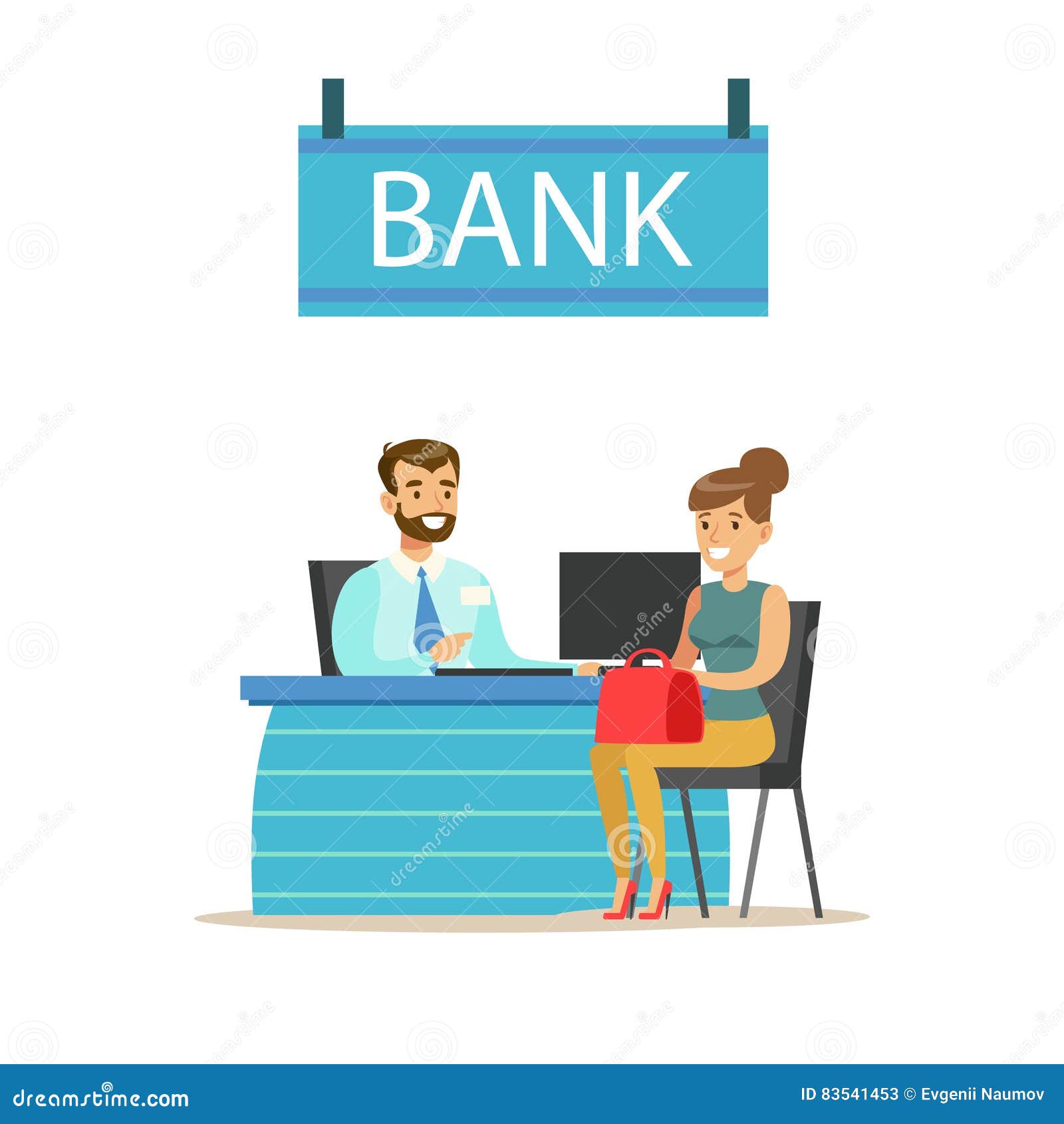 bank manager at his desk and the client. bank service, account management and financial affairs themed 