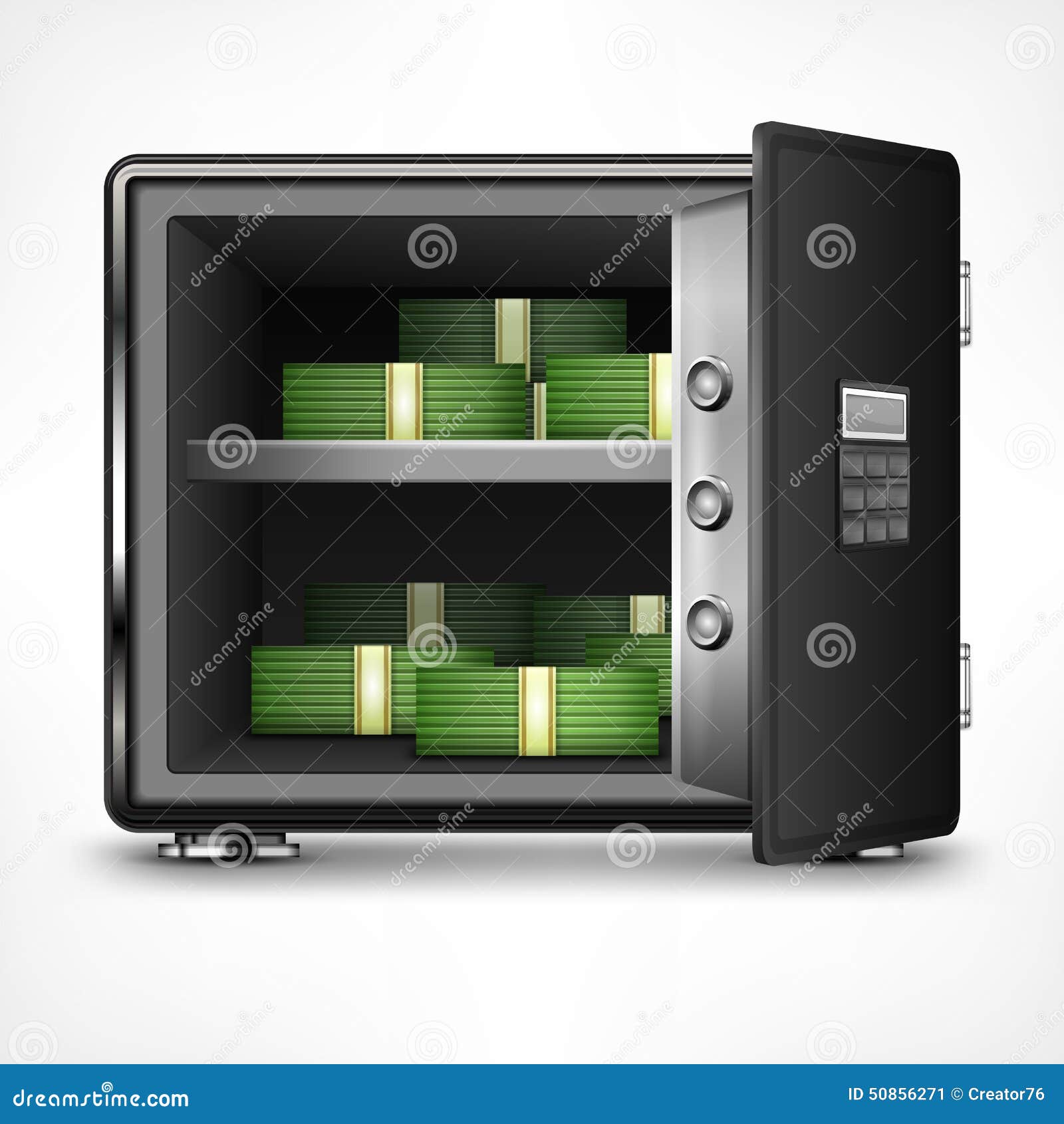 Bank open safe with money stock vector. Illustration of steel 50856271