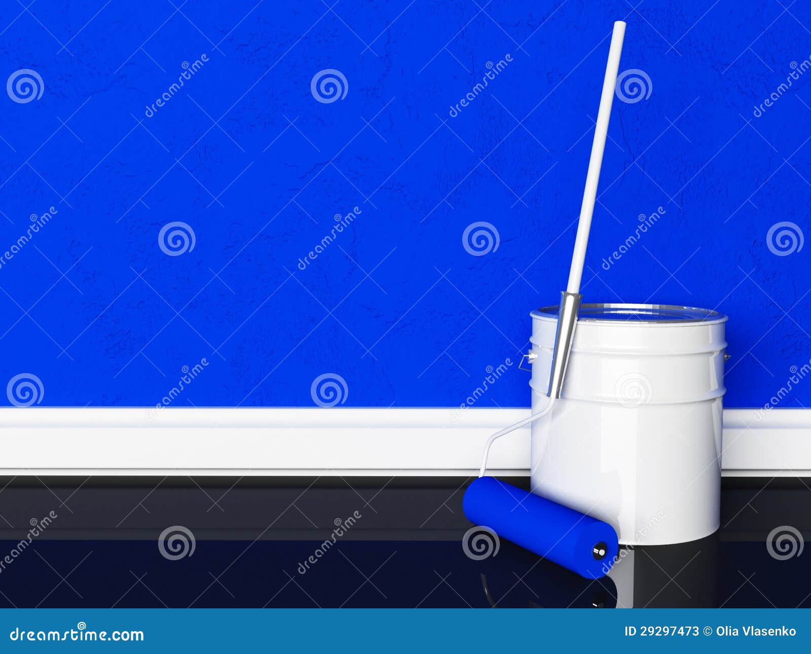 Bank of paint and roller stock illustration. Illustration of paint