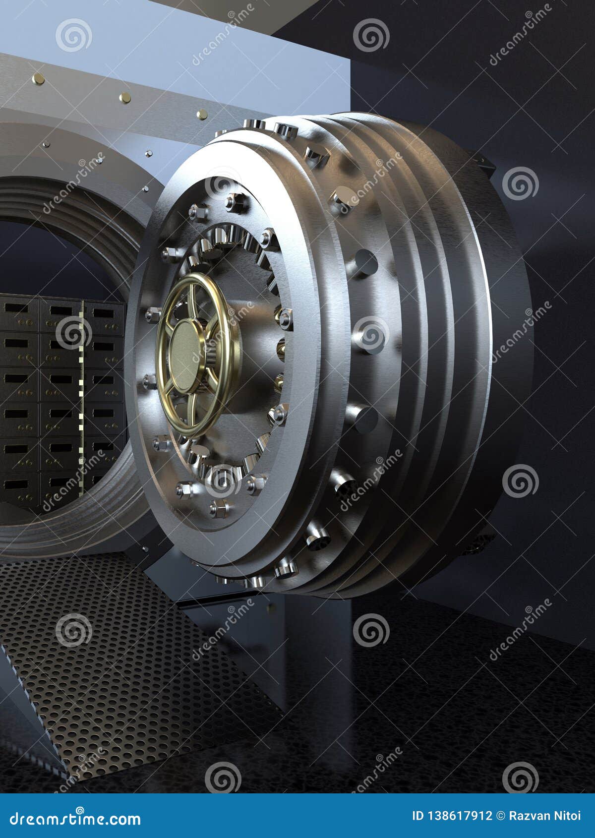 Bank Storage Vault Safe Door Made Of Massive Steel Open