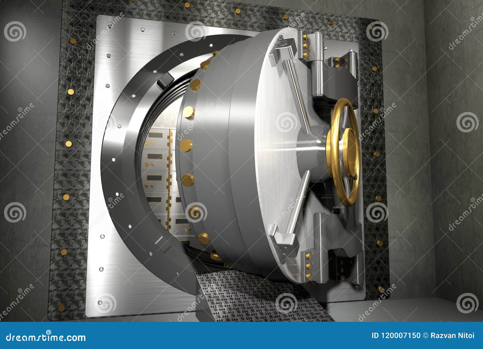Bank Storage Vault Safe Door Made Of Steel Open Stock