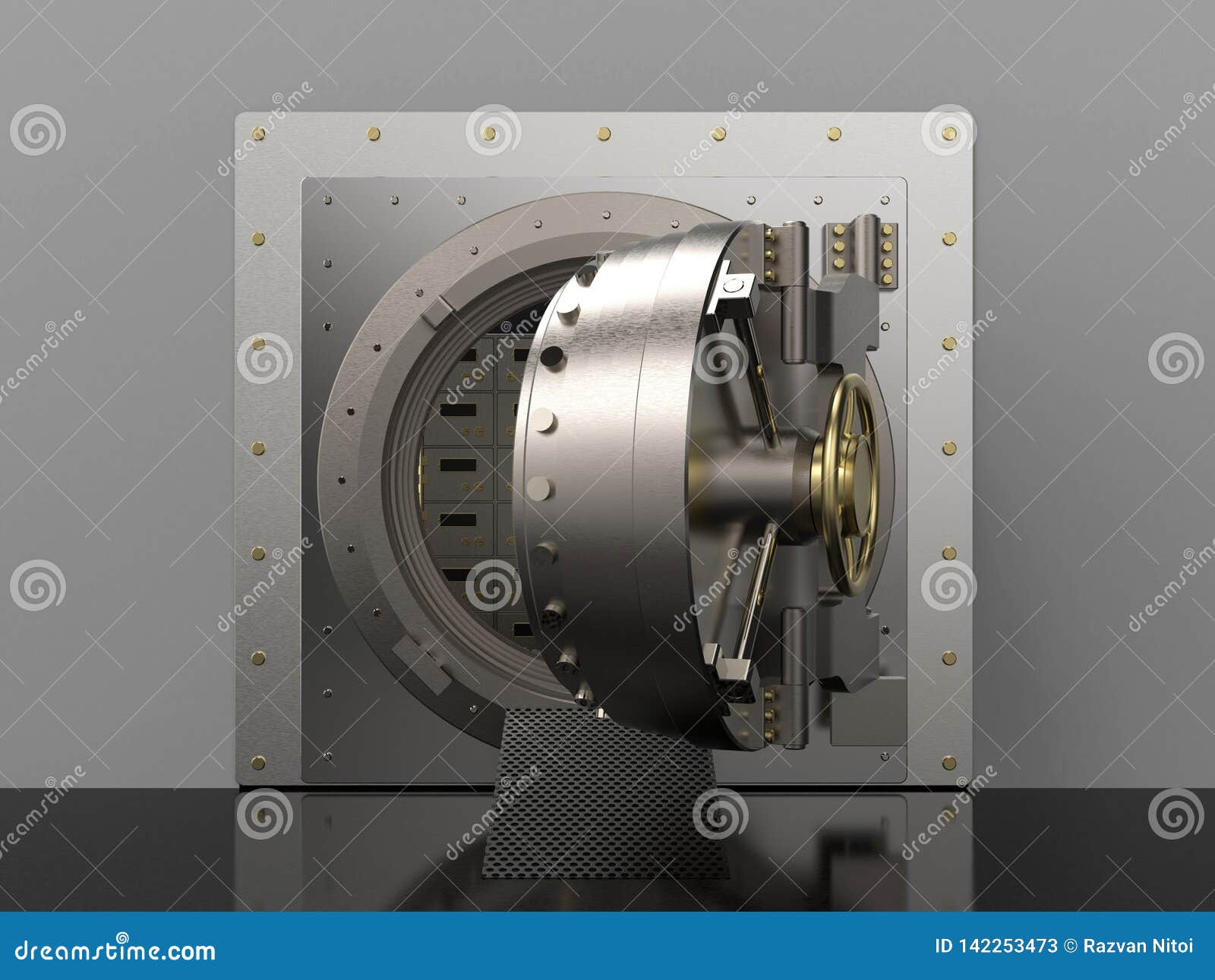 Bank Storage Vault Safe Door Made Of Steel Open Stock