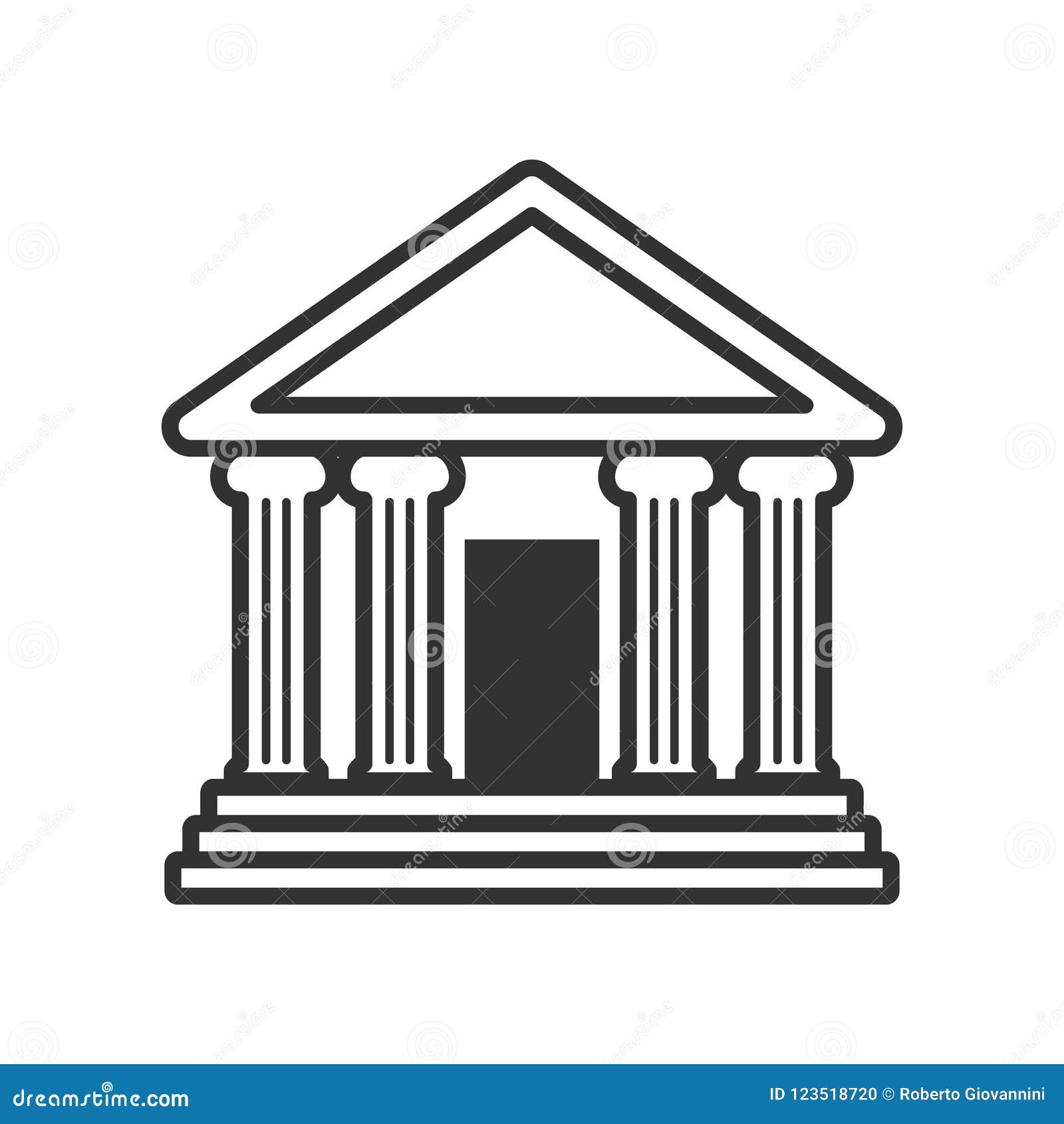 bank or temple with columns outline icon