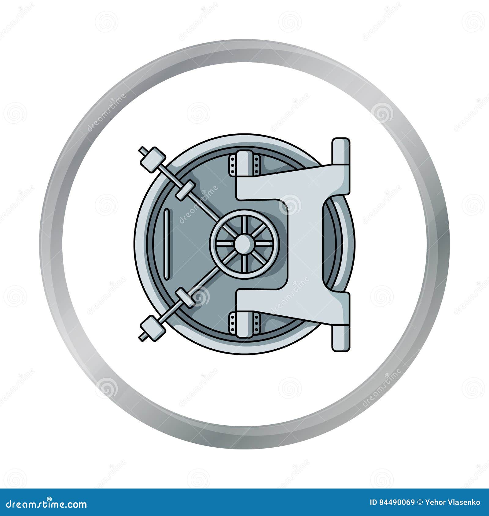 Bank Vault Icon In Cartoon Style Isolated On White Background