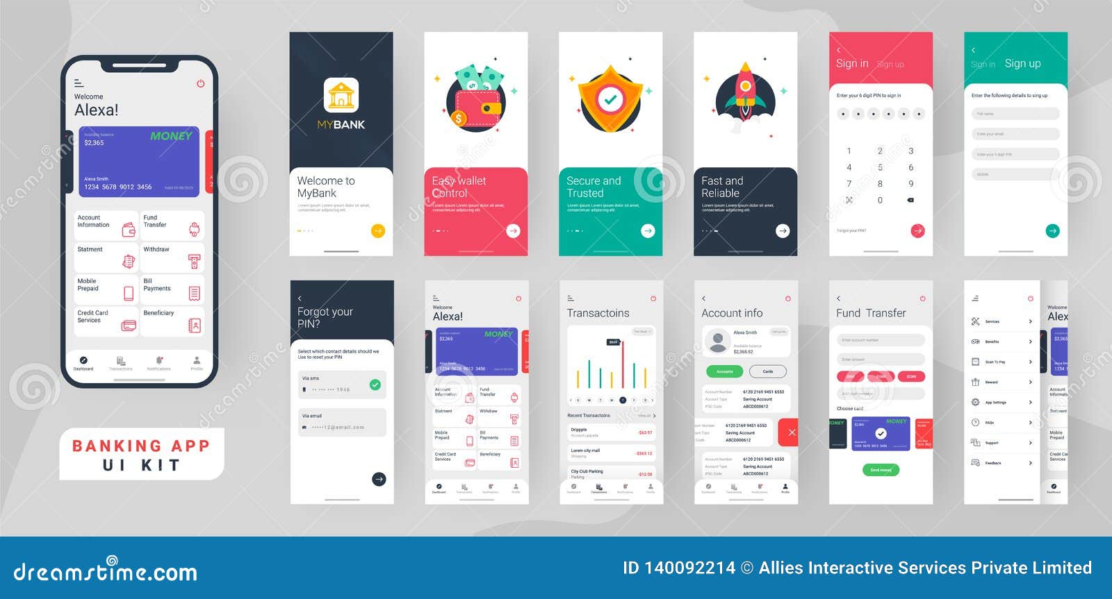 Banking App Ui Kit For Responsive Mobile App Or Website With