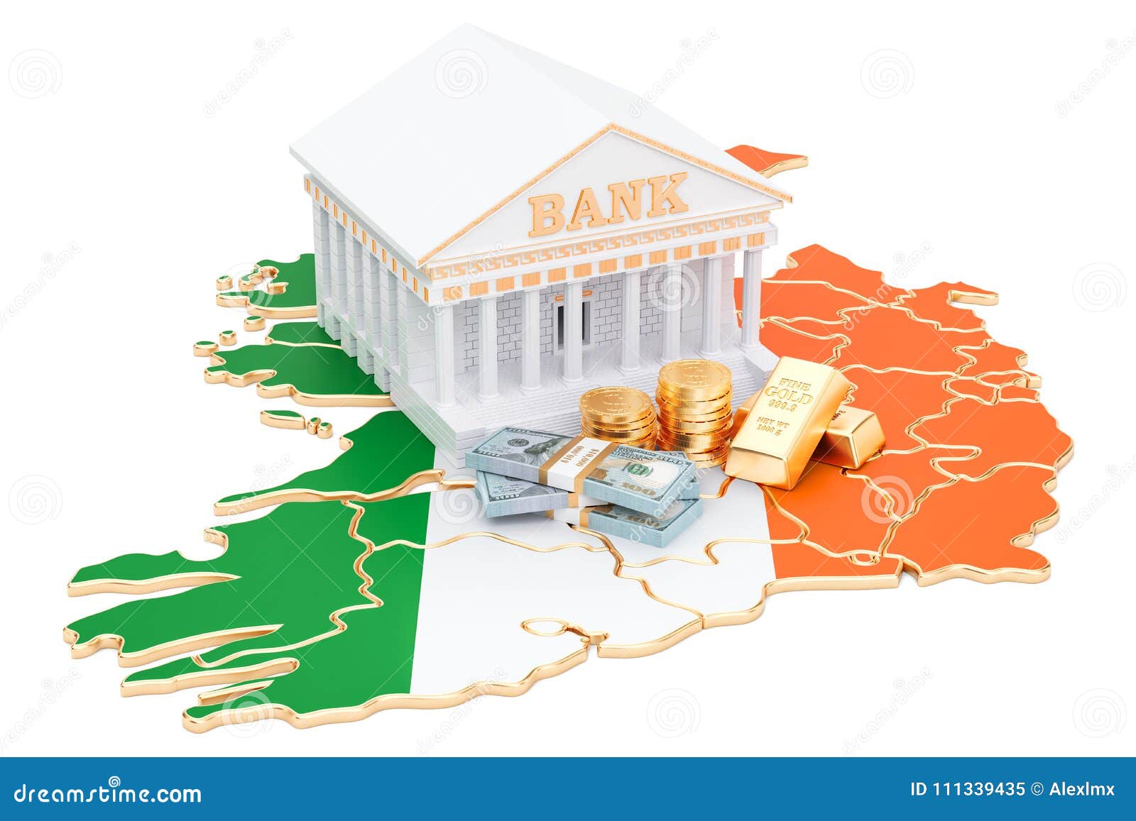 Banking System in Ireland Concept. 3D Rendering Stock Illustration