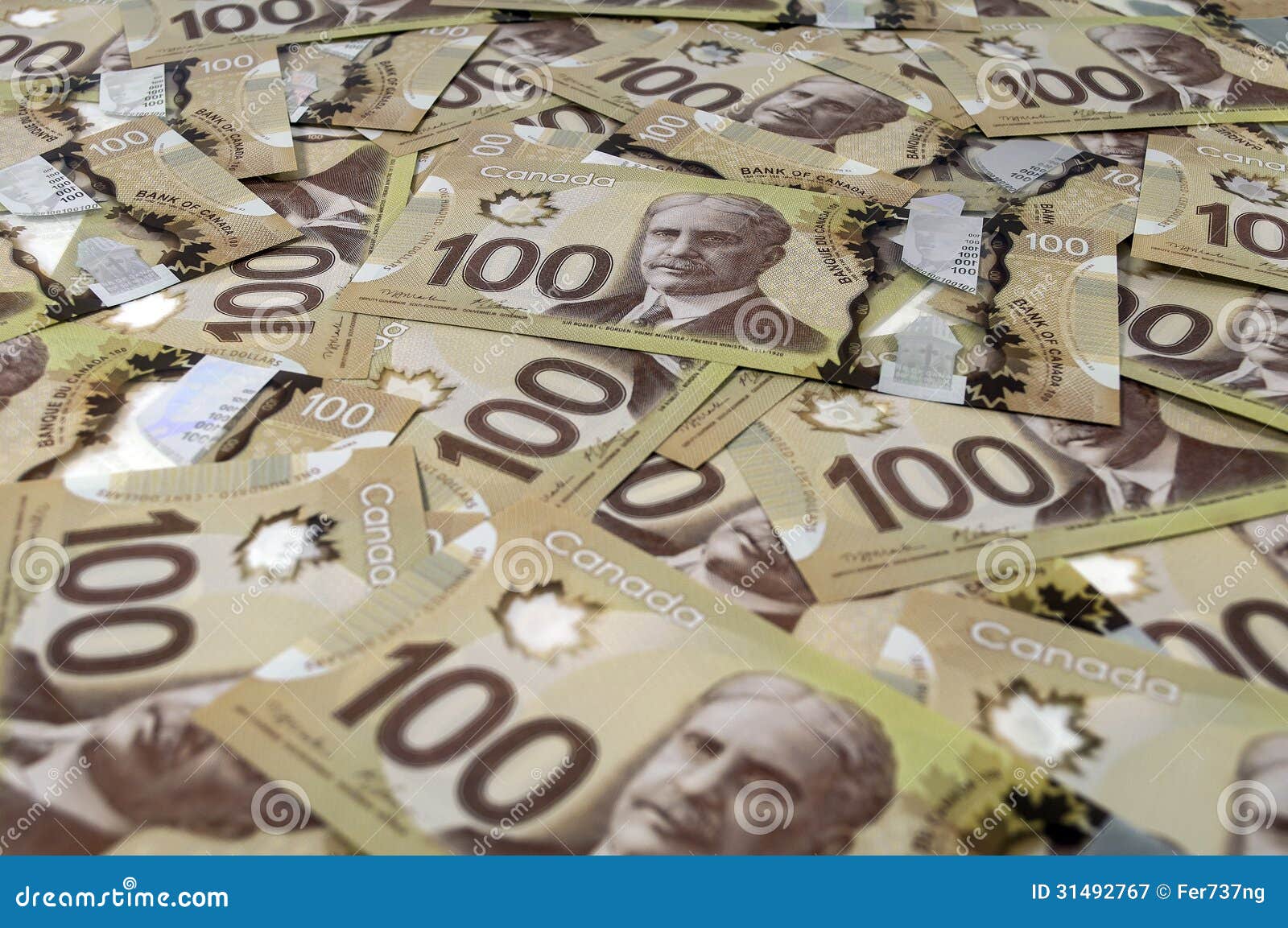 100 Banknoten Des Kanadischen Dollars. Stockbild Bild von anmerkung