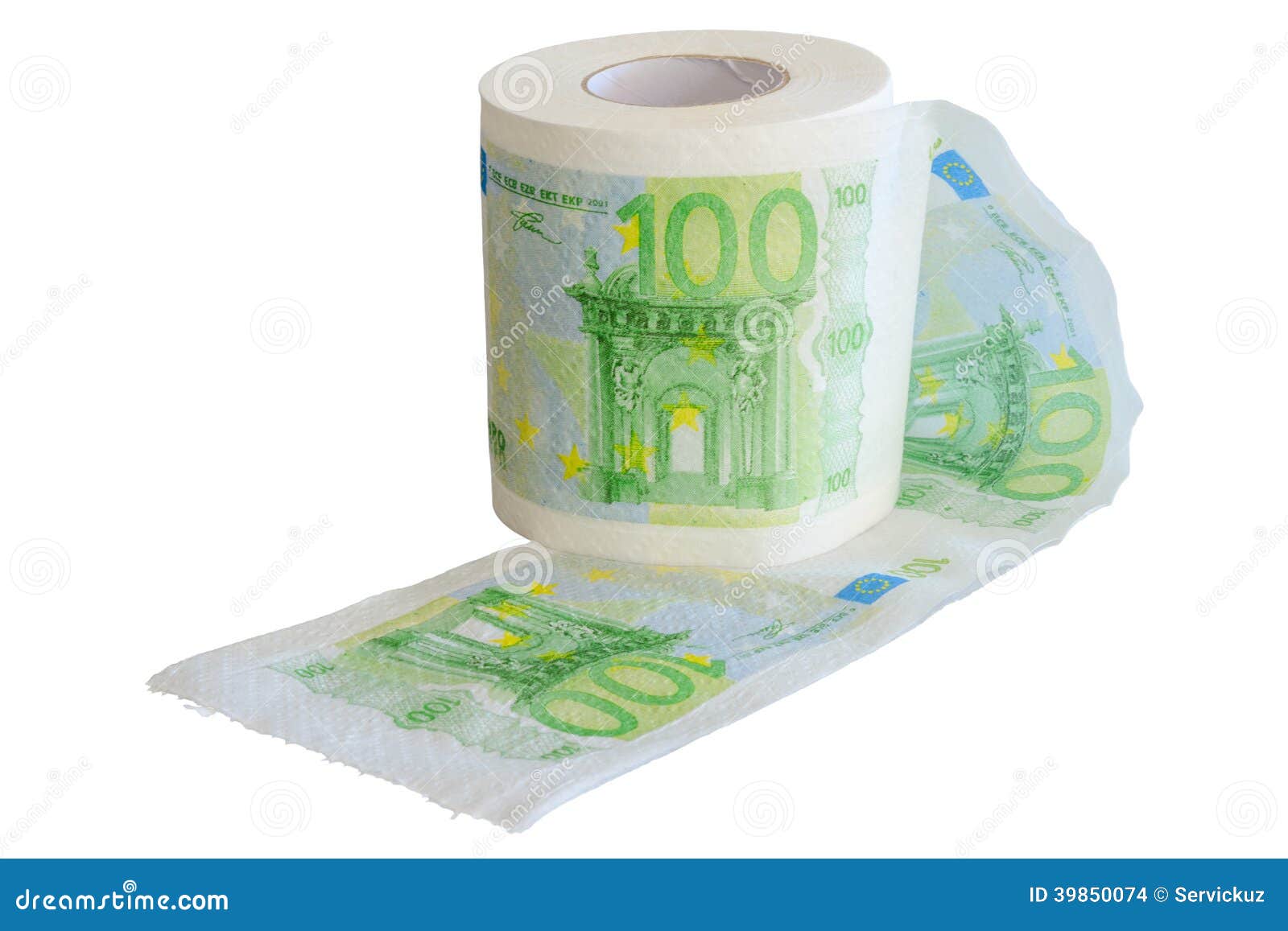 Banknotes 100 Euro Printed on the Toilet Paper Roll Stock Photo Image