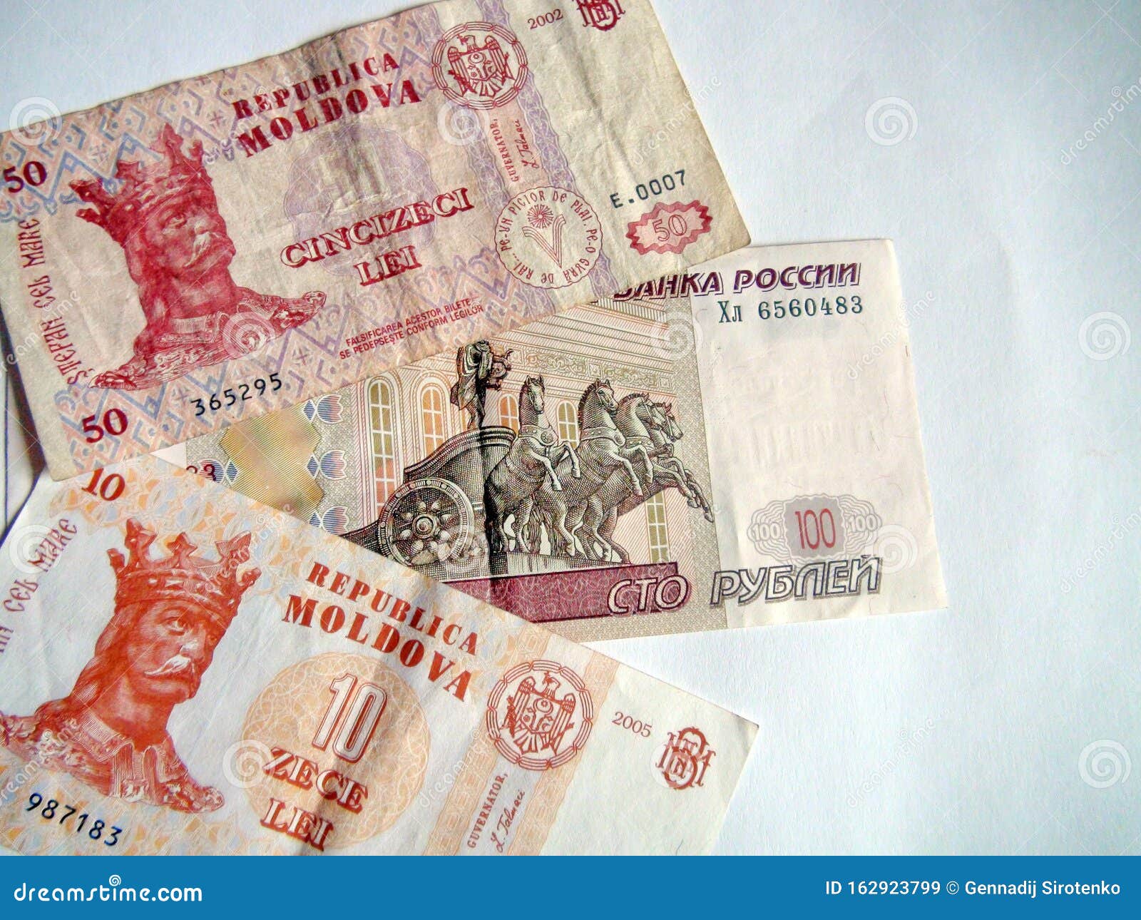 Banknotes Of The World Moldovan Lei Russian Rubles Stock Image Image Of Moldovan Currency 162923799