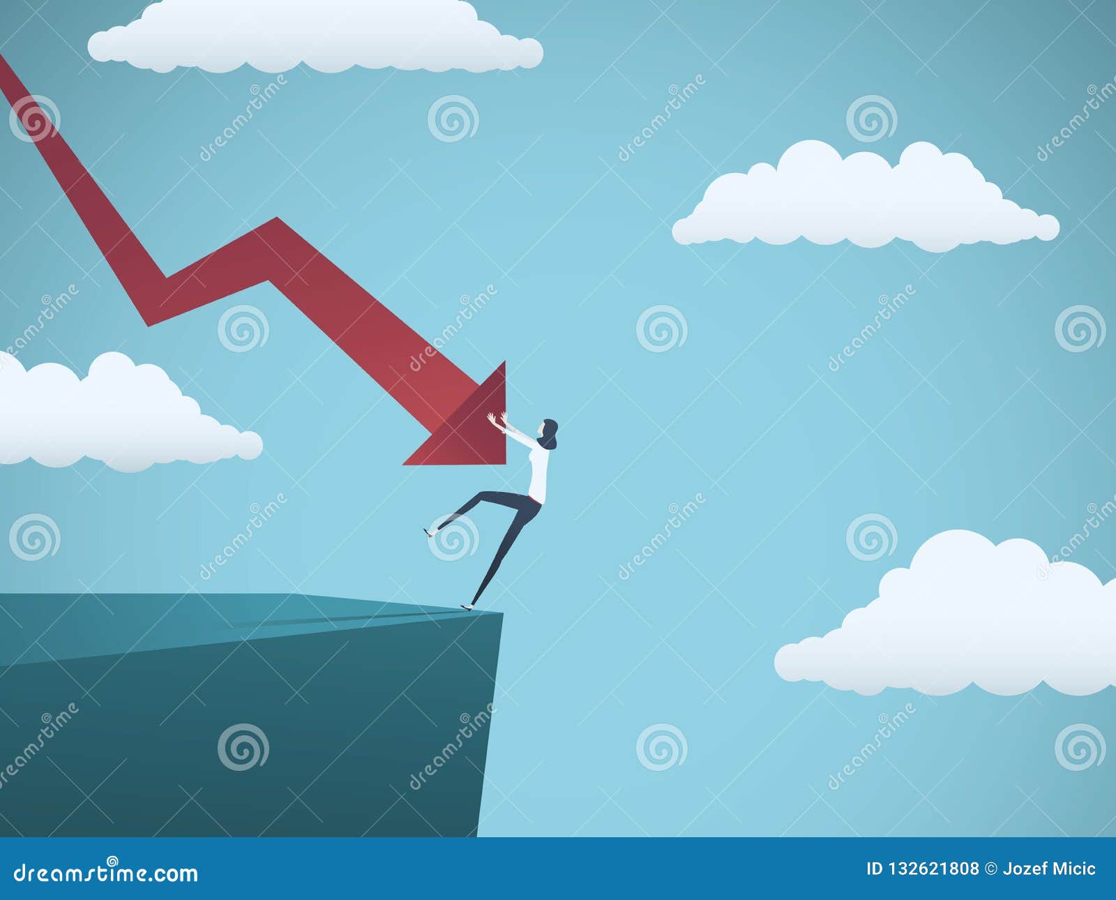 Bankrupt Businesswoman Falling Off A Cliff Pushed By Downward Arrow Symbol Of Bankruptcy Failure Recession Crisis Stock Vector Illustration Of Bankruptcy Financial 132621808