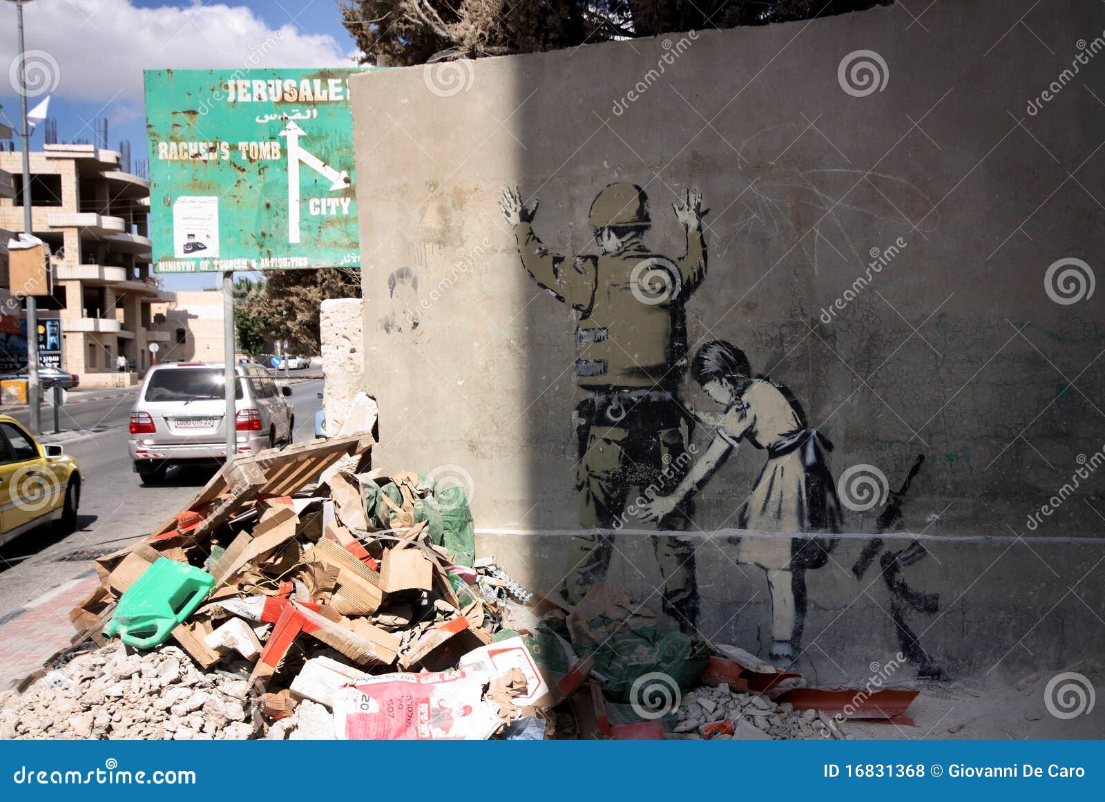 Banksy Graffiti in Bethlehem, Palestine Editorial Stock Photo Image