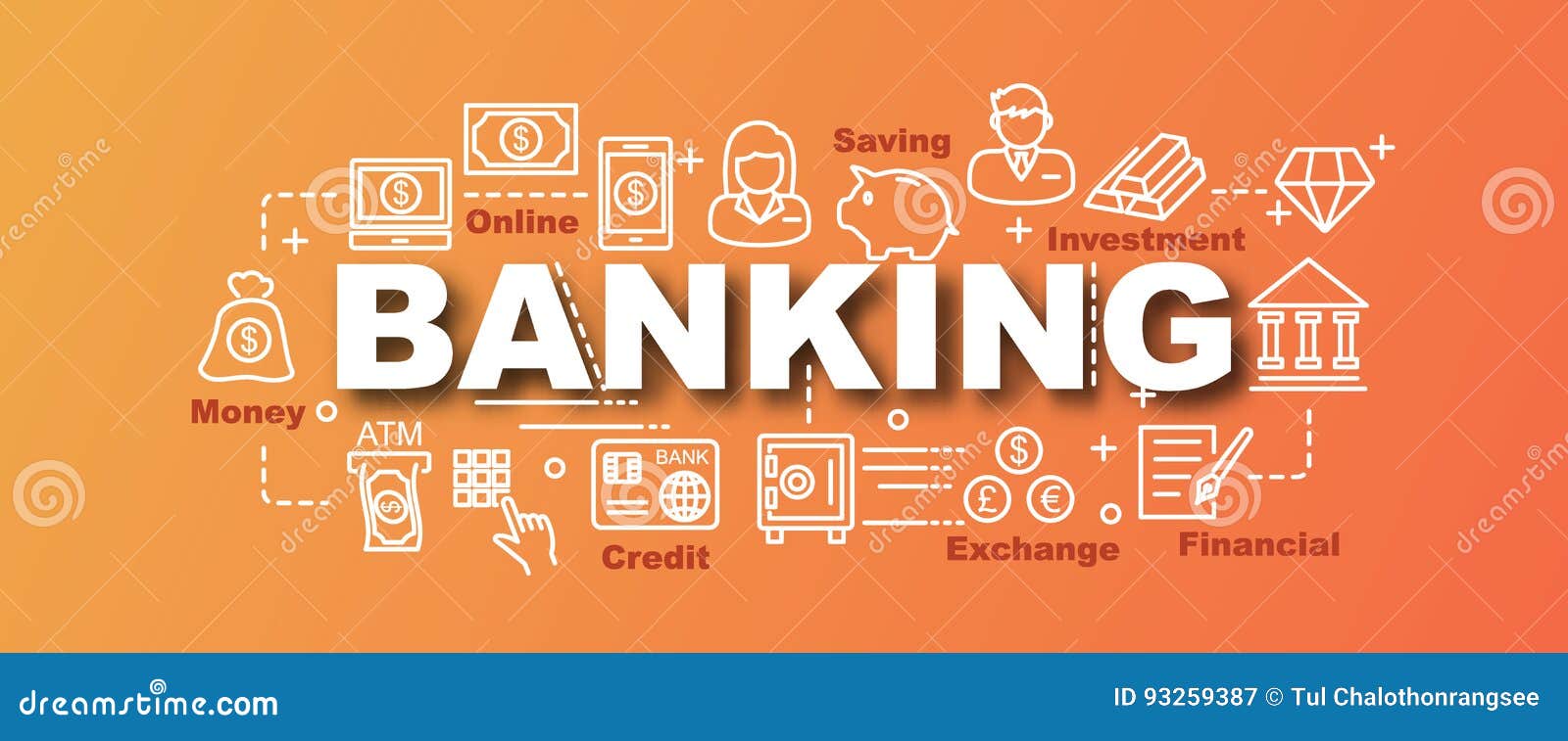 Bankwezen vector in banner vector illustratie. Illustration of goud