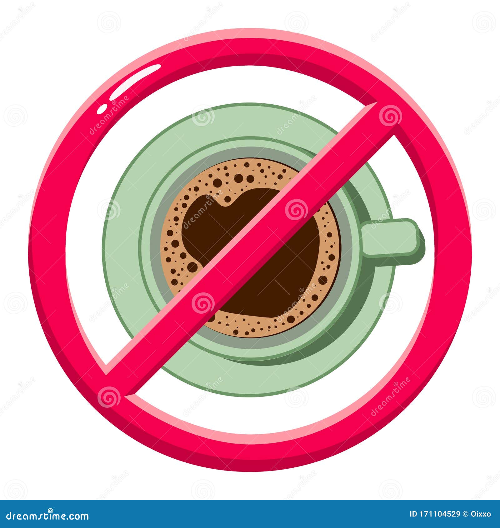 Banned Coffee. Top View Coffee or Tea Cup. Forbidden Drink in a Flat