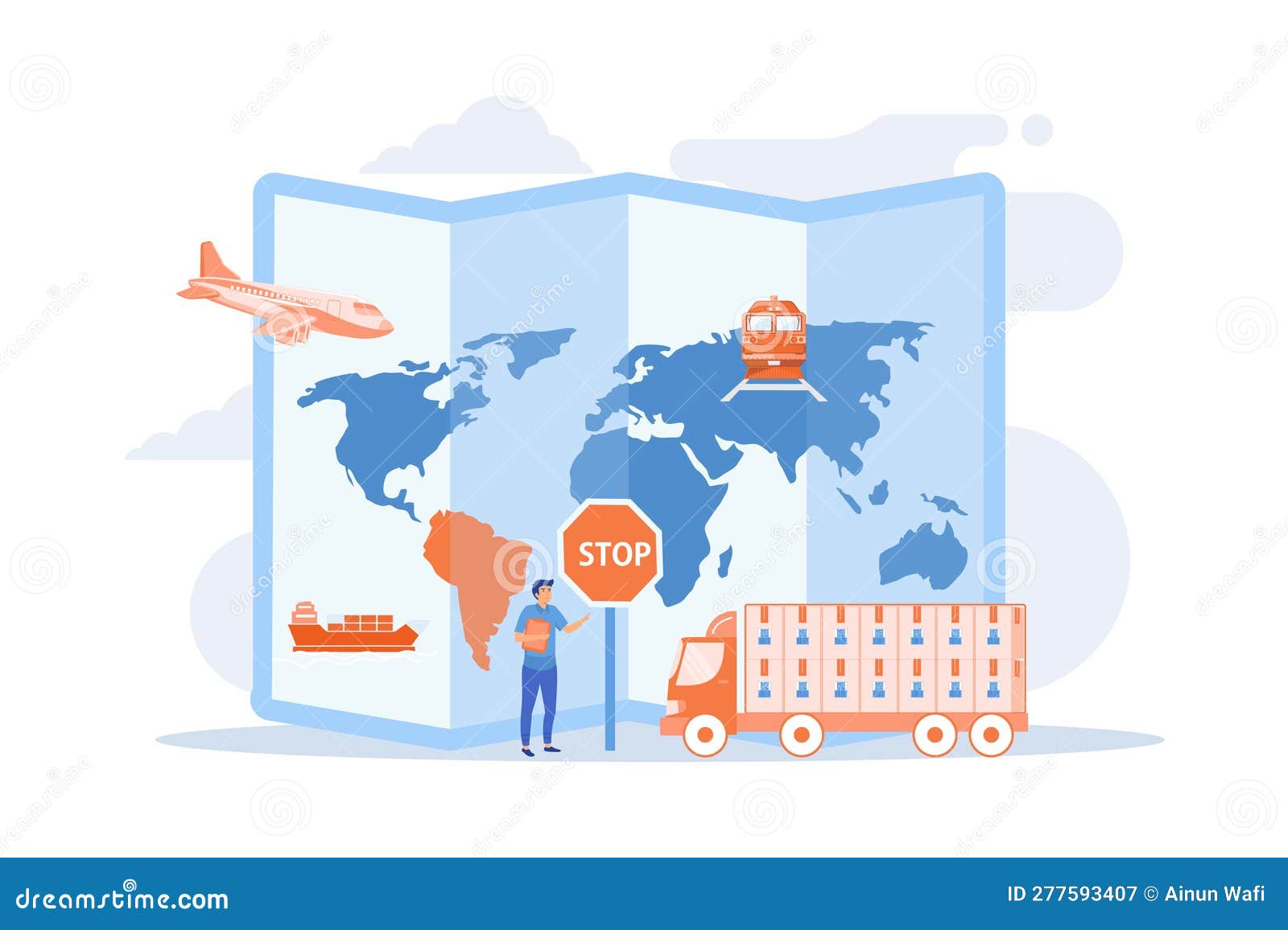 banned products transportation, smuggling. embargo regulation, sanctions goods, limited importation exportation of goods concept