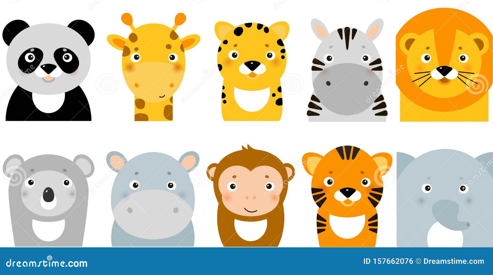 Jungle Animals Icons, Vector Animals, Safari Animals, Animal Faces Stock  Vector - Illustration of simbol, funny: 157662076