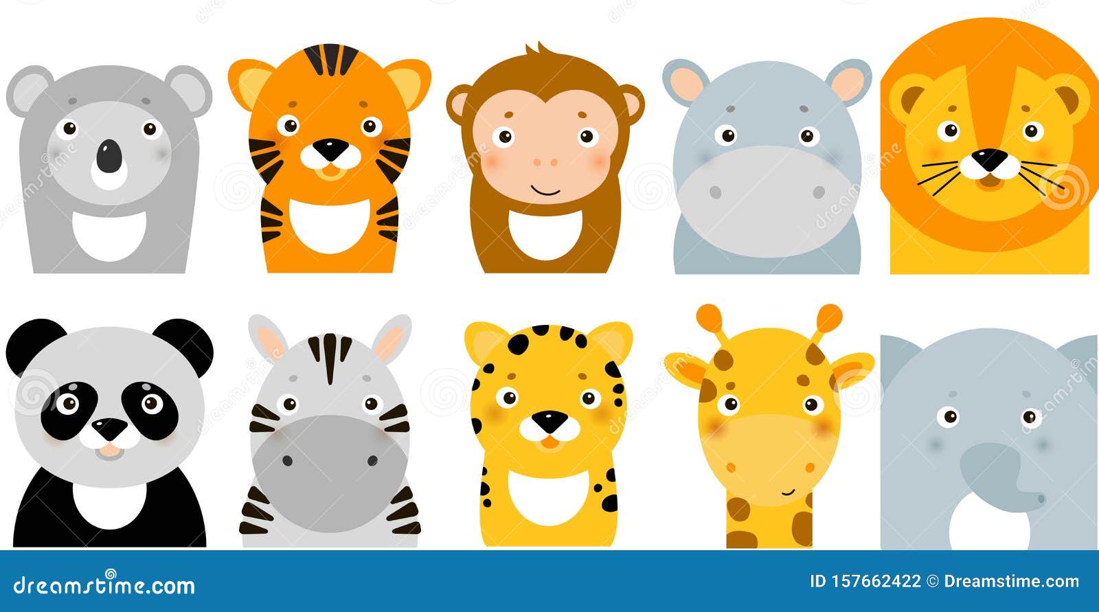 jungle animals icons,  animals, safari animals, animal faces