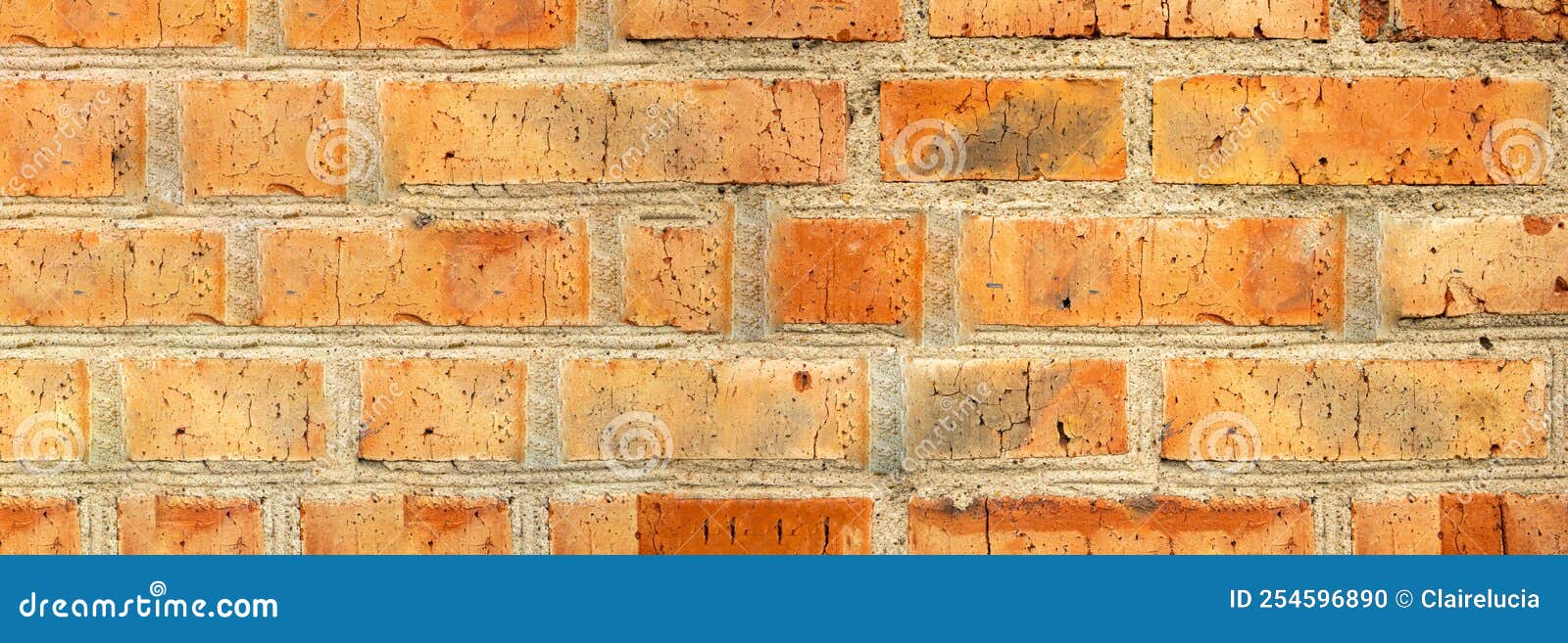 Banner Background of Old Brown Brick Wall, Vintage Brickwork Texture