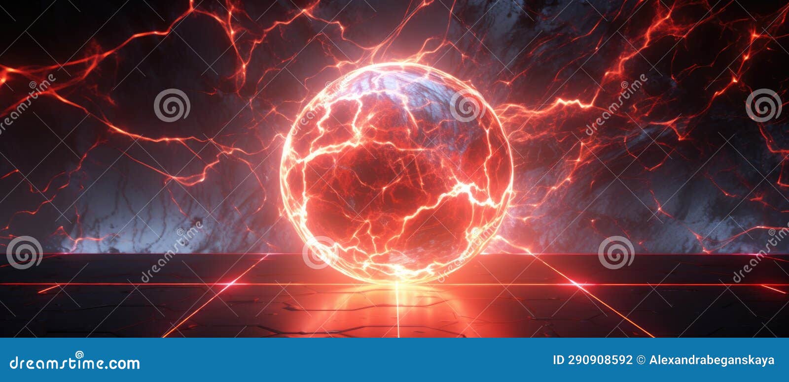 Banner with Ball Lightning, Highvoltage Circuits Stock Illustration