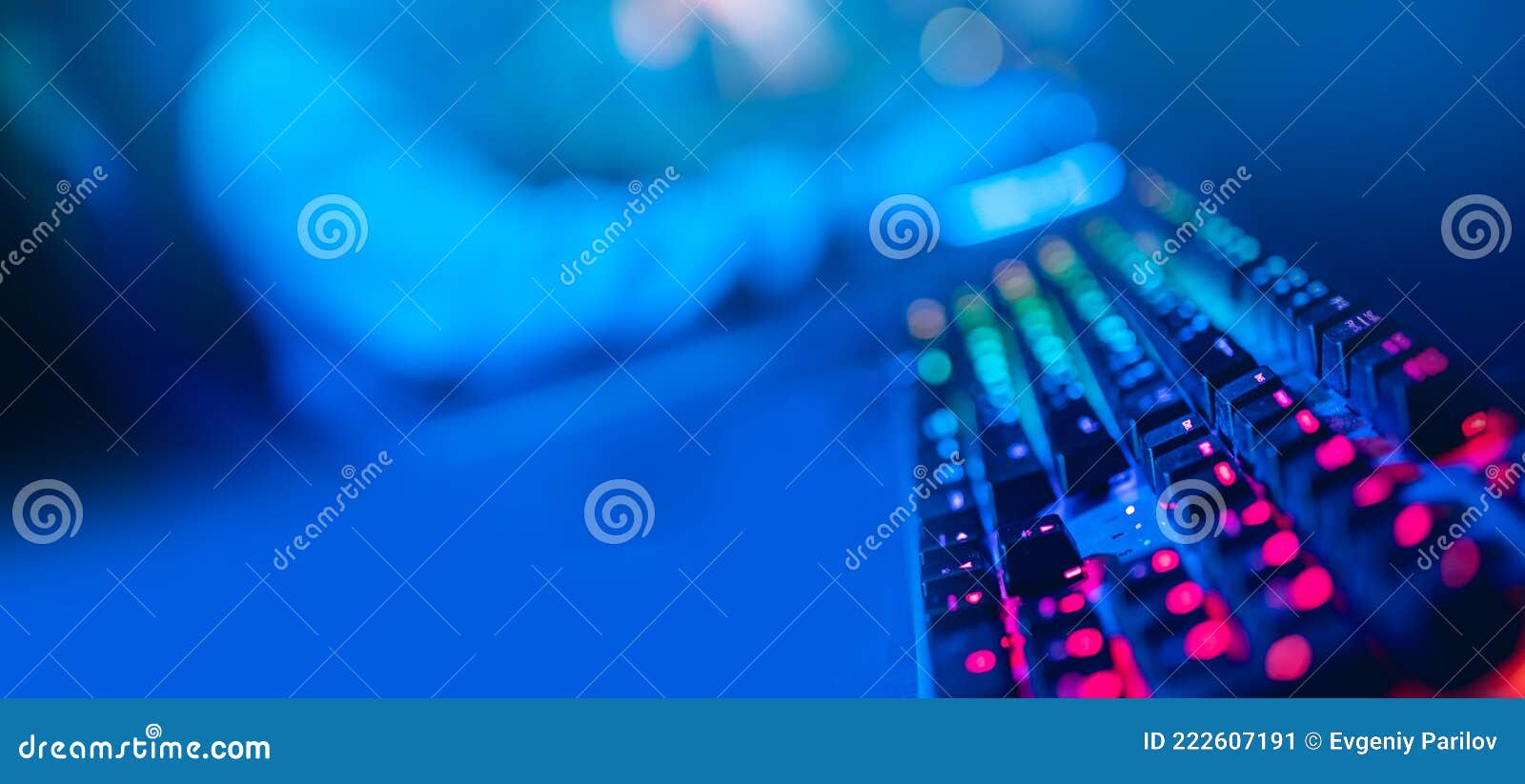 Banner Blur Background Keyboard Professional Cyber Gamer Studio Room with  Neon Color, Soft Focus Stock Image - Image of stream, studio: 222607191
