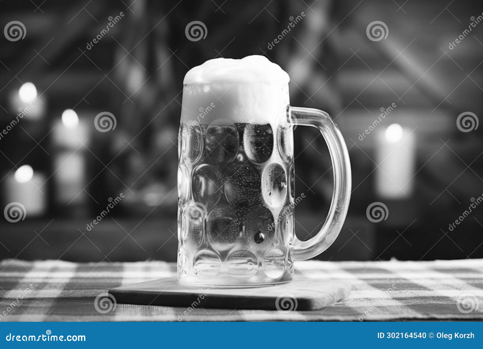 banner consisting from foamy german beer in large glass mug for celebration holiday oktoberfest, ai generated