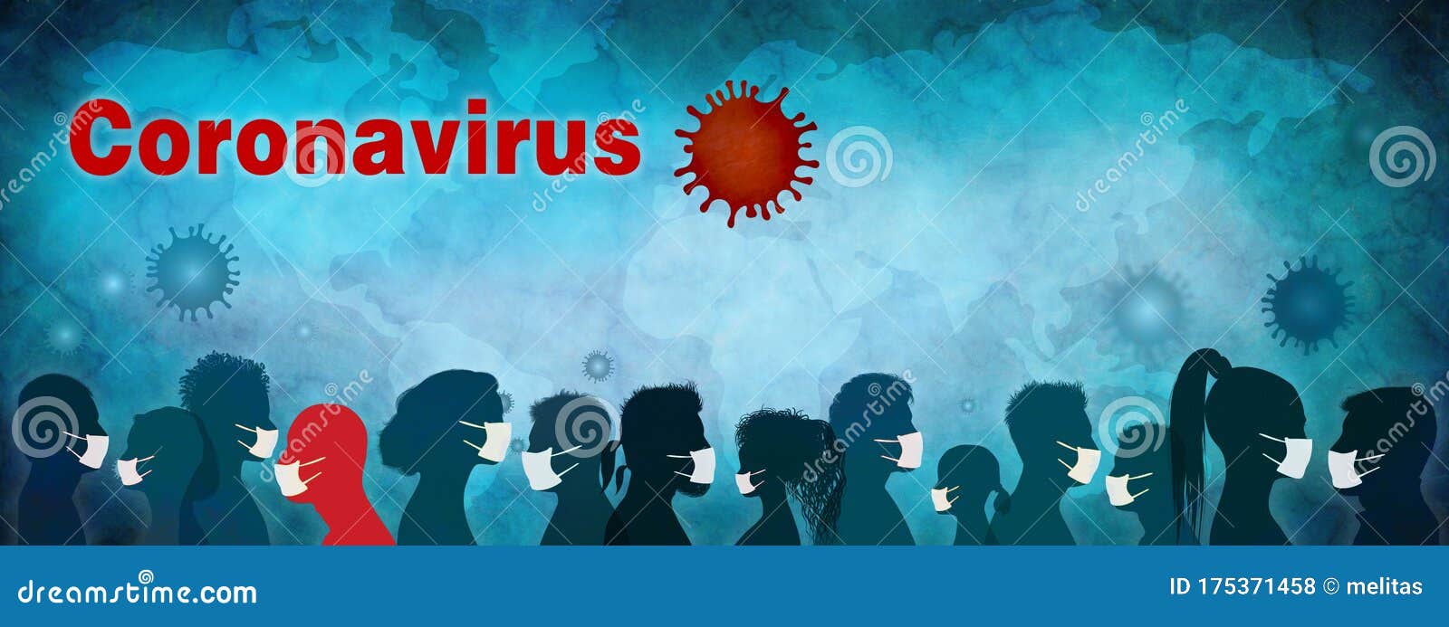 banner. coronavirus epidemic and pandemic. group people diversity wearing medical masks. crowd of people.infection. contagion